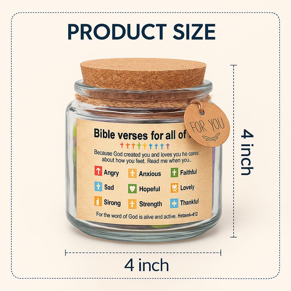 126 Bible Verse Jar, Bible Verses in a Jar Handmade, Christian Gifts for Women, Religious Graduation Gifts For Her, Gift For Mom, Christian for Dad and Mom