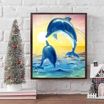 Xiyuekissu Dolphin Diamond Art Kits for Adults, DIY 5D