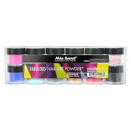 Mia Secret Polvo para arte de uñas, colección fabulosa (12 unidades)