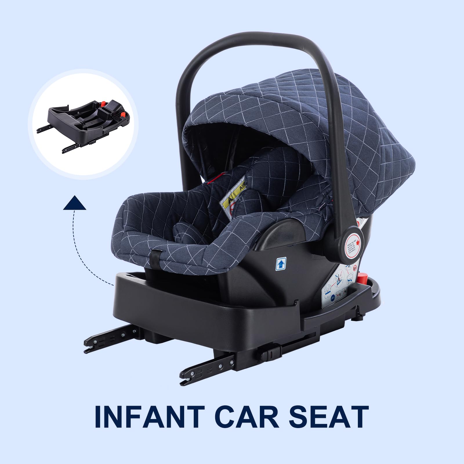 Gcarebb Passeggino 3 in 1: Cittadini Con Seggiolino Auto, Canna Portatile Pieghevole In Un Click, Combinato Paesaggio Alto Telaio in Alluminio