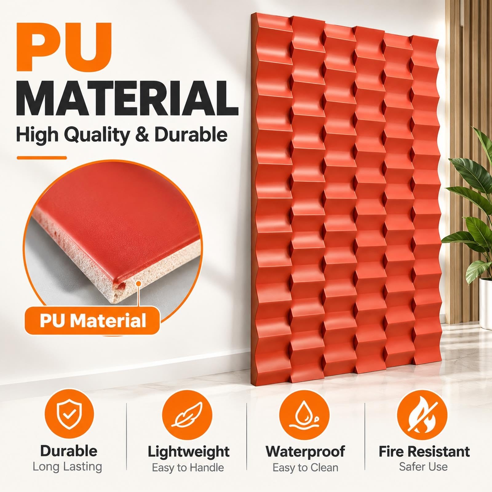 Pannelli Decorativi per Pareti 3D a Onda per Pareti, 60x120cm