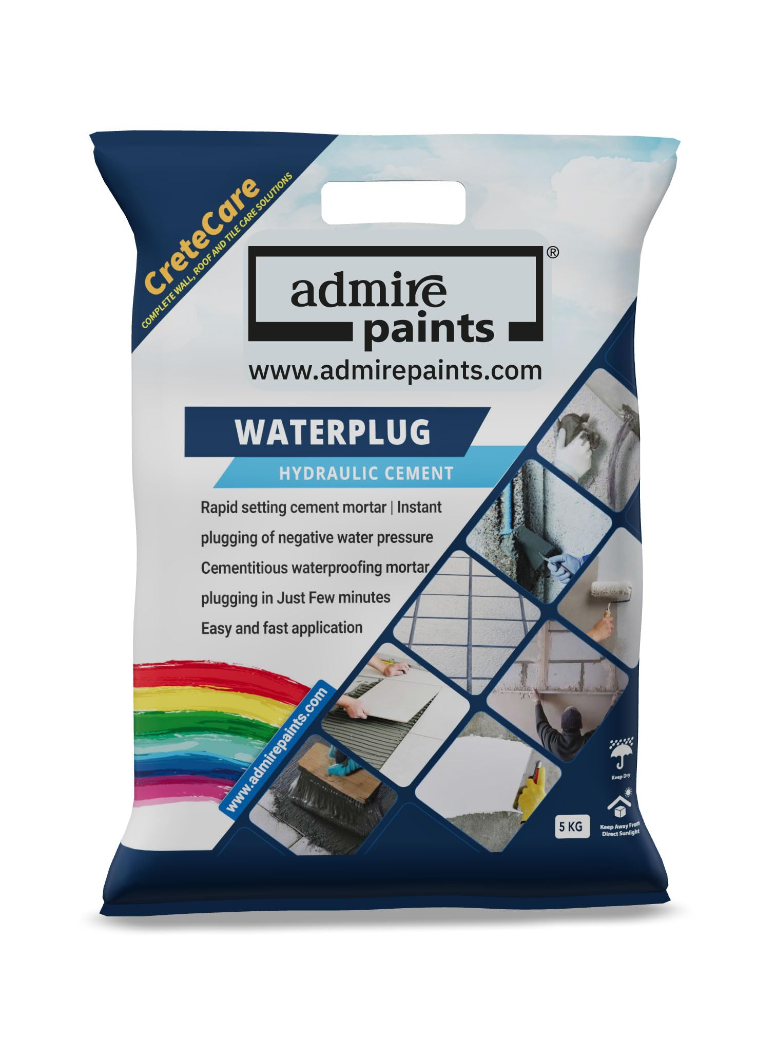 See full amazon price history chart for ADMIRE PAINTS WATERPLUG 5kg | Hydraulic cement to Stop Waterleak Instantly | Quick and Easy Application ADMIRE PAINTS WATERPLUG 5kg | Hydraulic cement to Stop Waterleak Instantly | Quick and Easy Application (B0D989C16L) Amazon Price History, Amazon Price Tracker