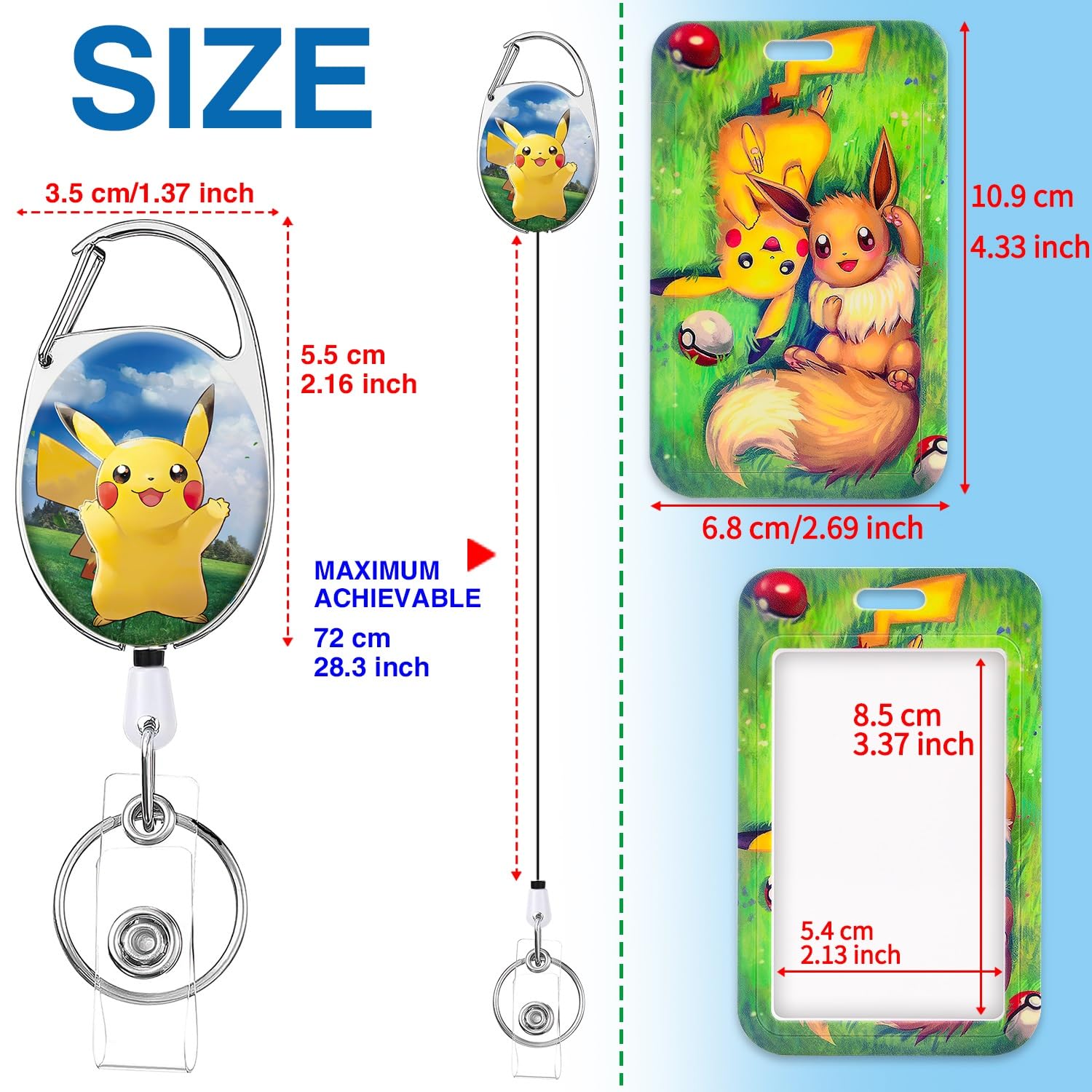 GTOTd Cartoon Animals Retractable Badge Reels (2 Pack) with ID Badge Holder - Image 2