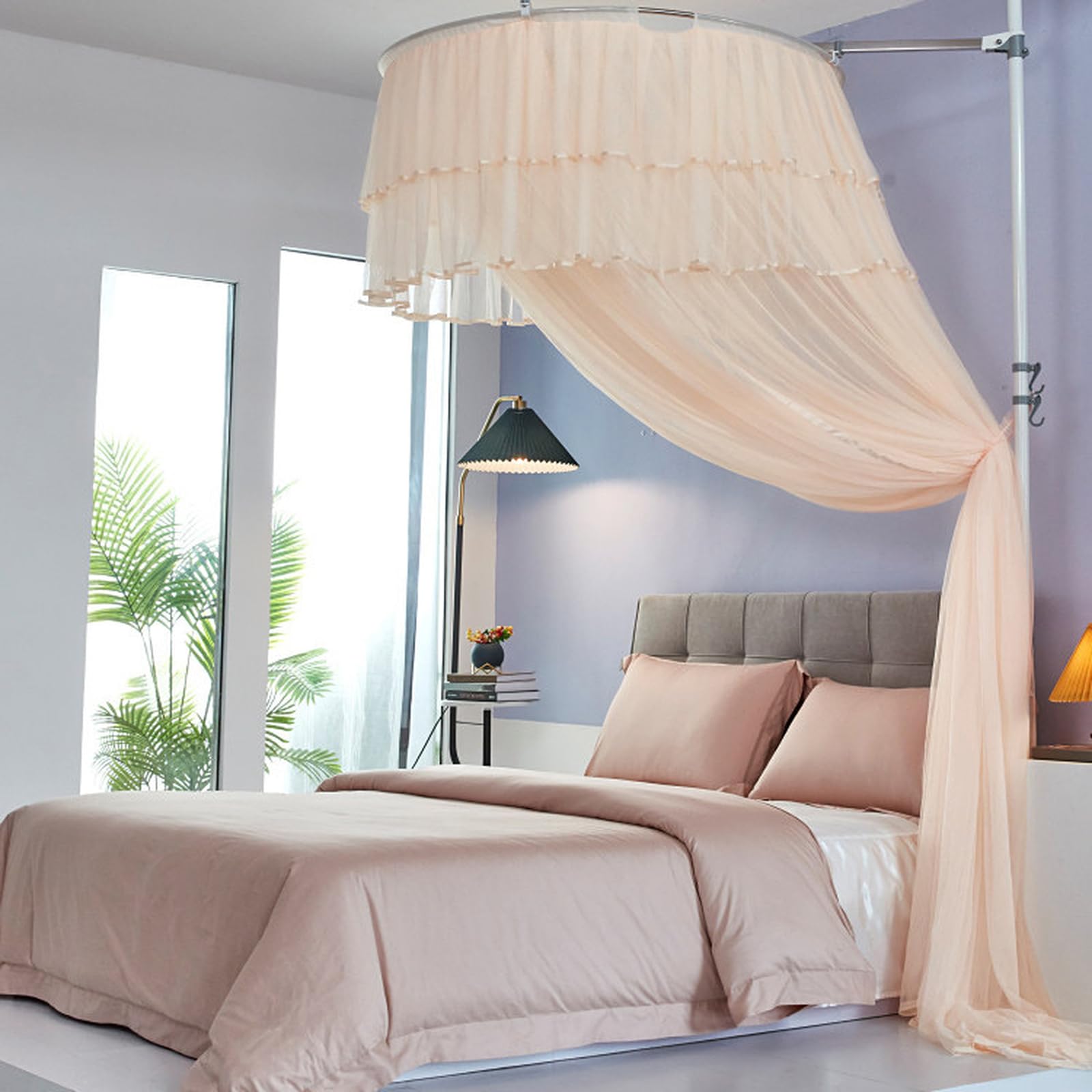 MESCXTY Luxurious Bed Canopy for Girls & Adult, Princess Curtains Sheer Mesh, Round Dome Mosquito Netting Bedroom Decor, Jade