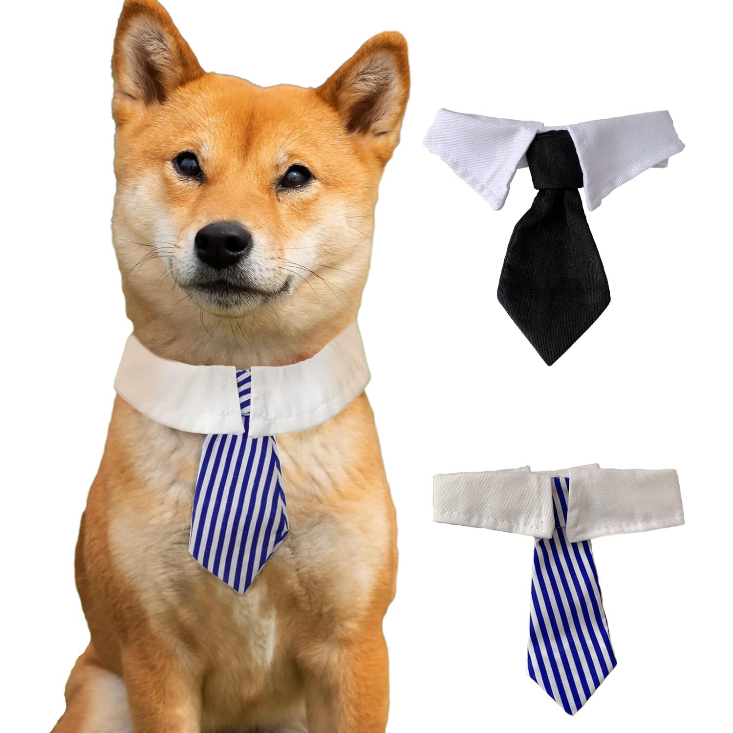 2 Pcs Dog Cat Wedding Bowtie, Dog Cat Tuxedo Bowtie Collar, Adjustable Formal pet Tie, Stripe Dog Collar Bow Tie - Image 3