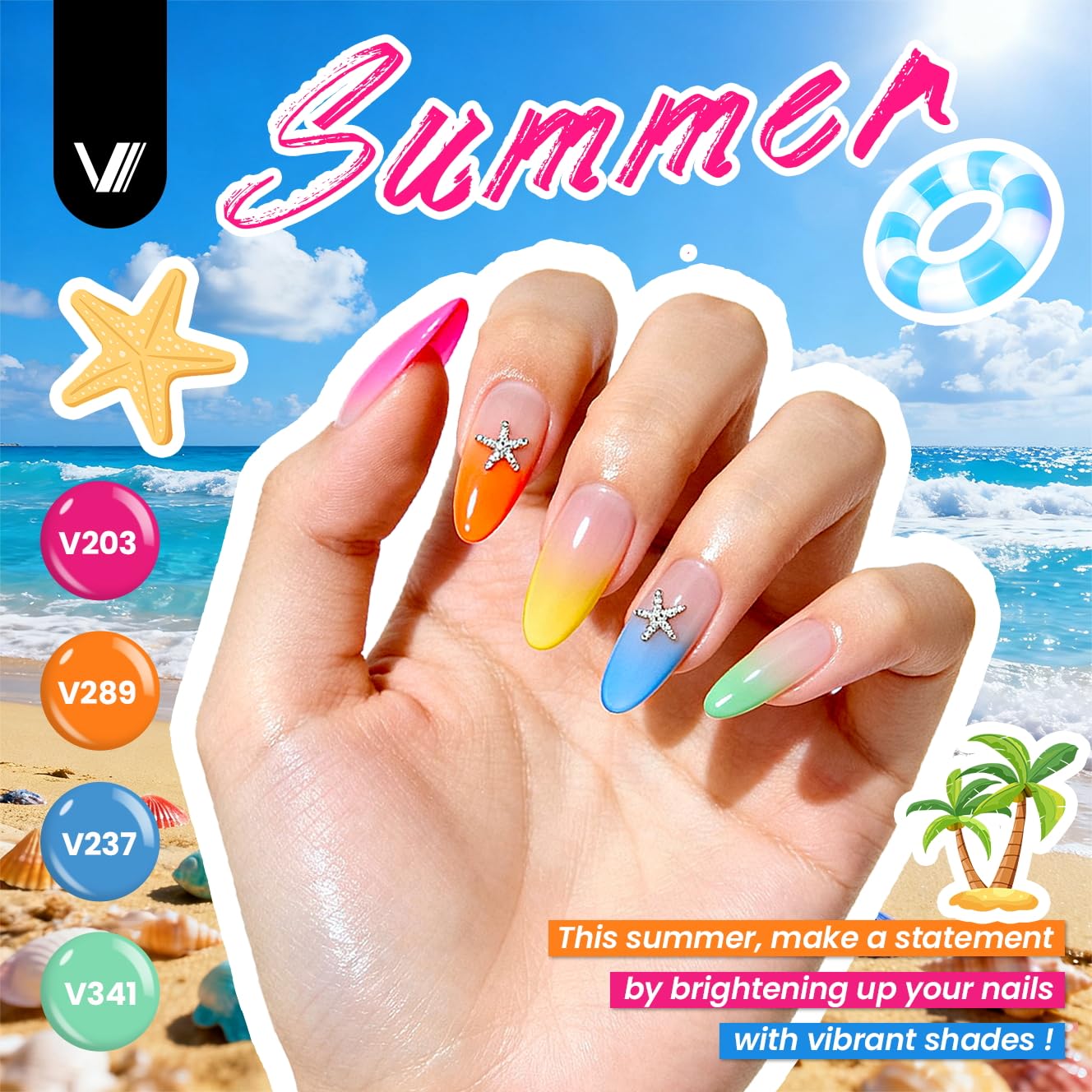 VANREESA Gel Nail Polish Kit with U V Light 74 Pcs Gel Polish Nail Set 56 All Seasons Colors Nail Polish Set + Base and 4 Effects Top Coat with Manicure Tools Complete Nail Kit Gifts for Women - Image 6