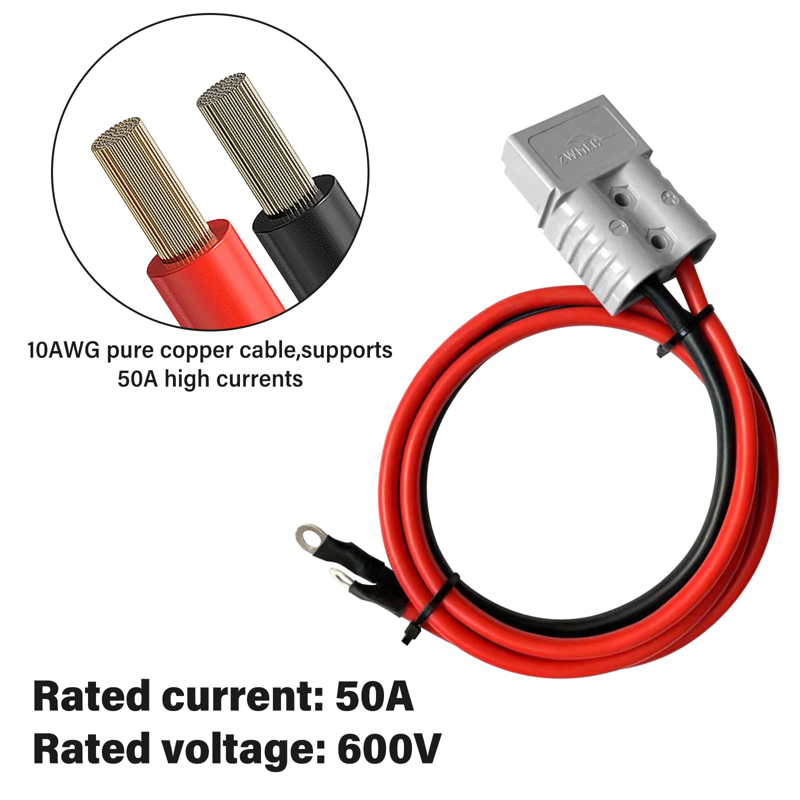 BYZESTY Connecteur Batterie 50A 600V, 4 Pièces Connecteur De Chargeur