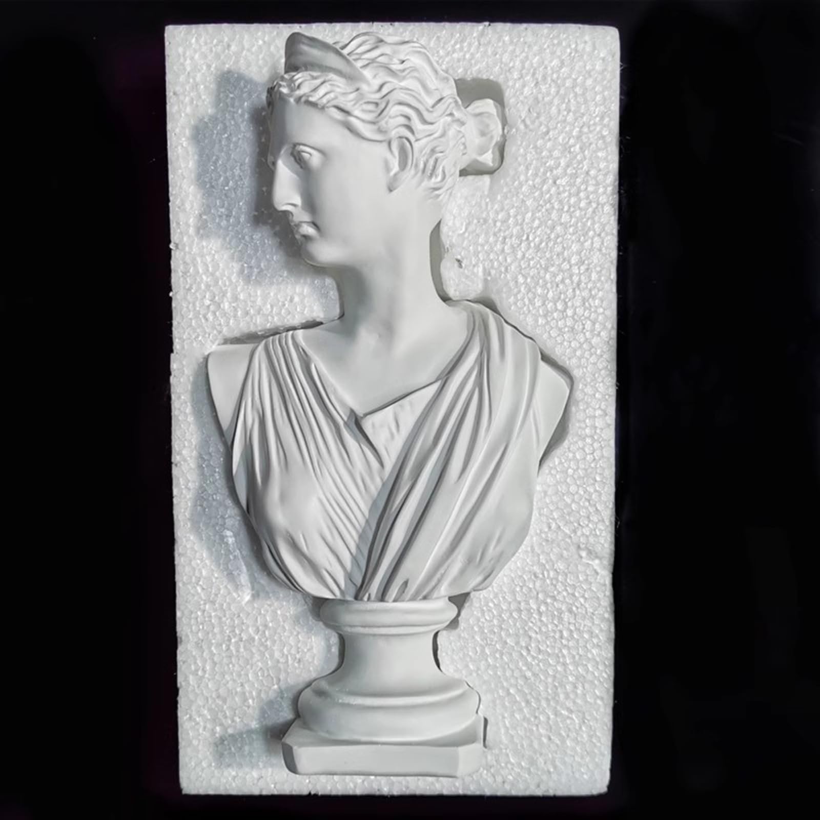 古代ギリシャ風 ホワイトバスト彫刻　石膏像 バスト像 石膏像 ギリシャ神話 彫刻 飾り マスク 女性 黒 白 ブラック