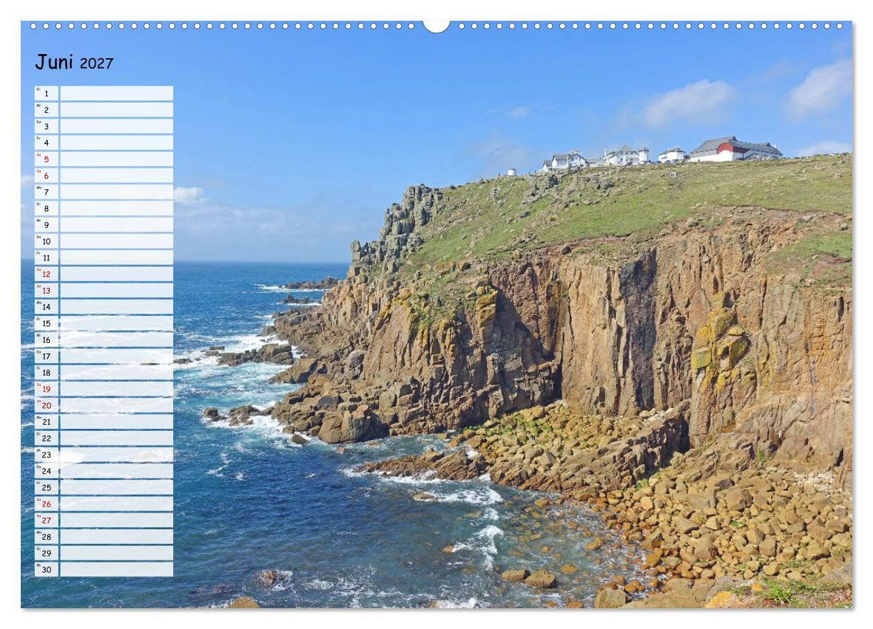 CALVENDO - Cornwall. Terminkalender (Wandkalender 2027 DIN A2 quer), Monatskalender: Malerische Küste und Fischerdörfer