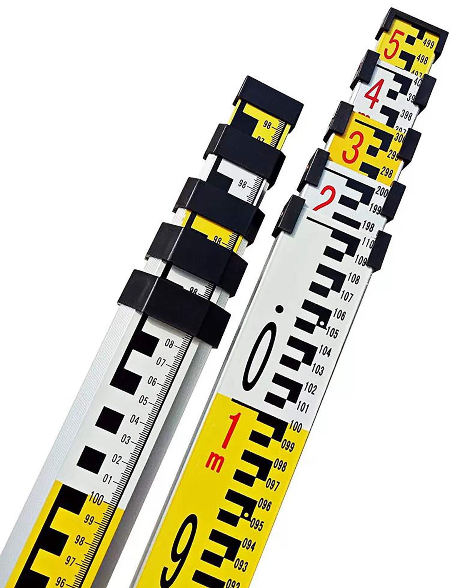 Mira telescópica de Aluminio con Nivel de Burbuja para topografía y construcción.