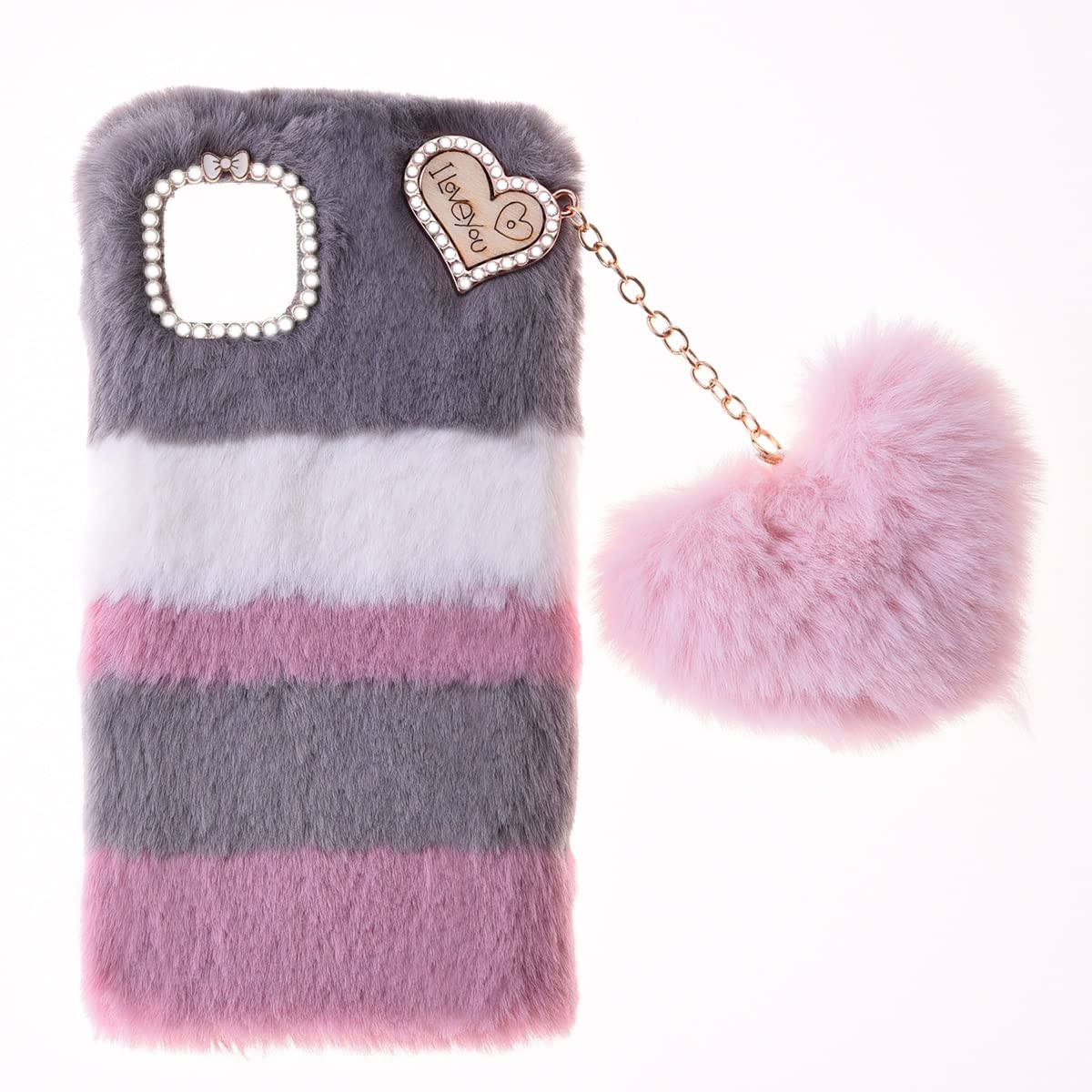 Fluffy Fur Plush Case for vivo iQOO 12 Pro Protective Case Soft Warm Love Fluffy Case Bling Cover Fluffy Skin Back Cover Silicone Bumper TPU Case for vivo iQOO 12 Pro Phone Case Girls,Collage Grey