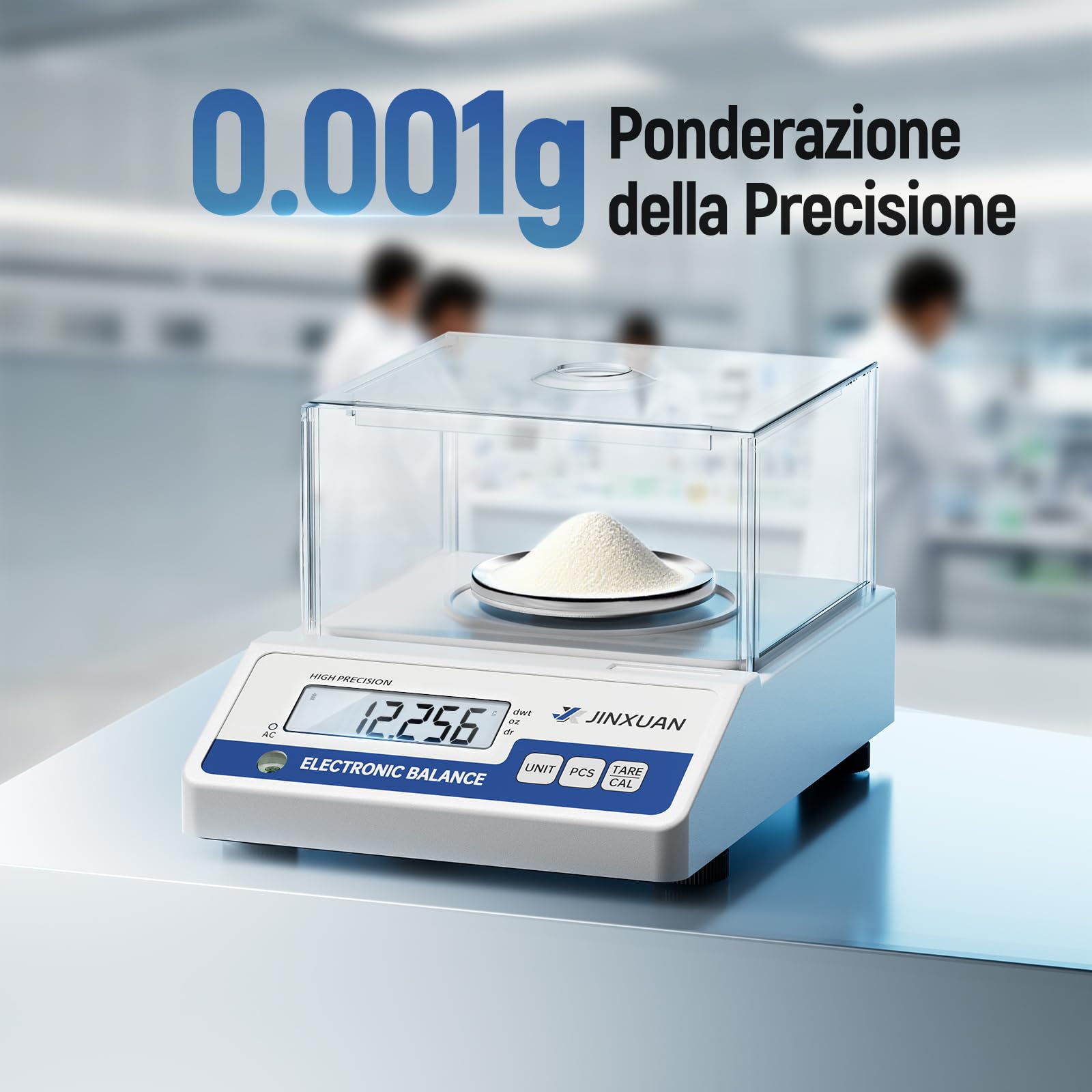 Bilancia da laboratorio 500 g x 0,001 g, bilancia analitica mg, bilancia di precisione per gioielli, con una precisione di 0,001 grammi
