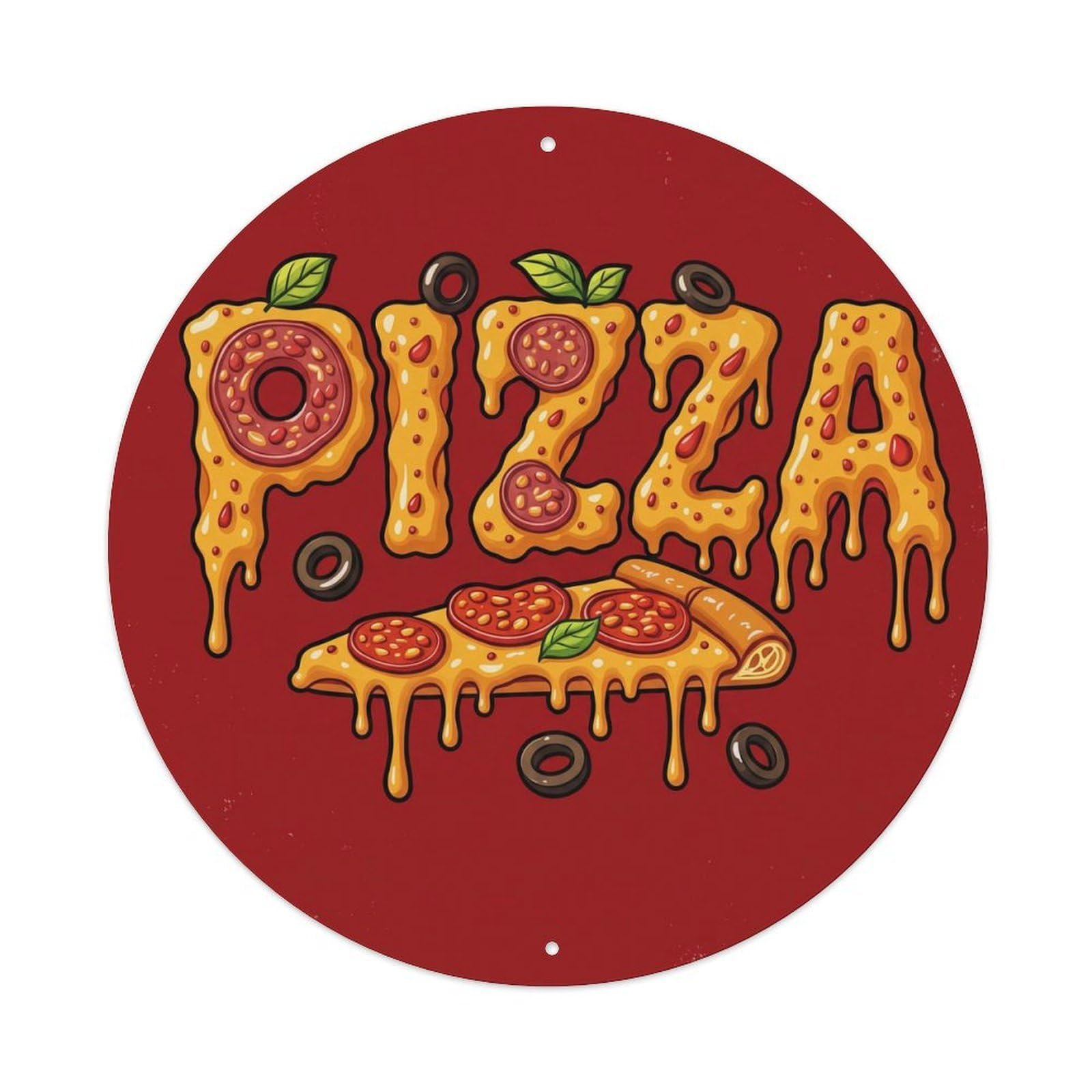 Cwbufd Vintage Style Vintage Pizza Slice Roasted Red Pepper Vintage Metal Tin Sign Plaque Wall Decor For Cafe, Club Bar, Office, Garden Metal Poster 8X8inch