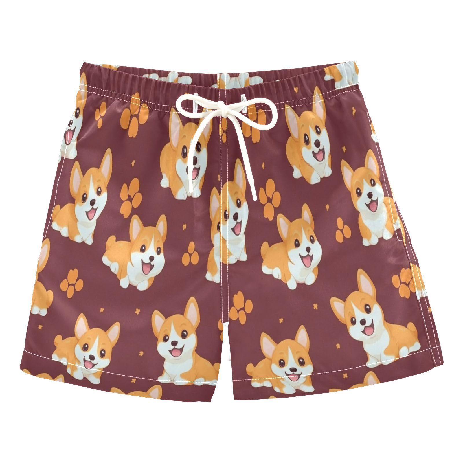 Boccsty Happy Cartoon Welsh Corgi Dog Boys Swim Trunks Summer Big Kids Beach Board Shorts Swimwear S Multicoloured
