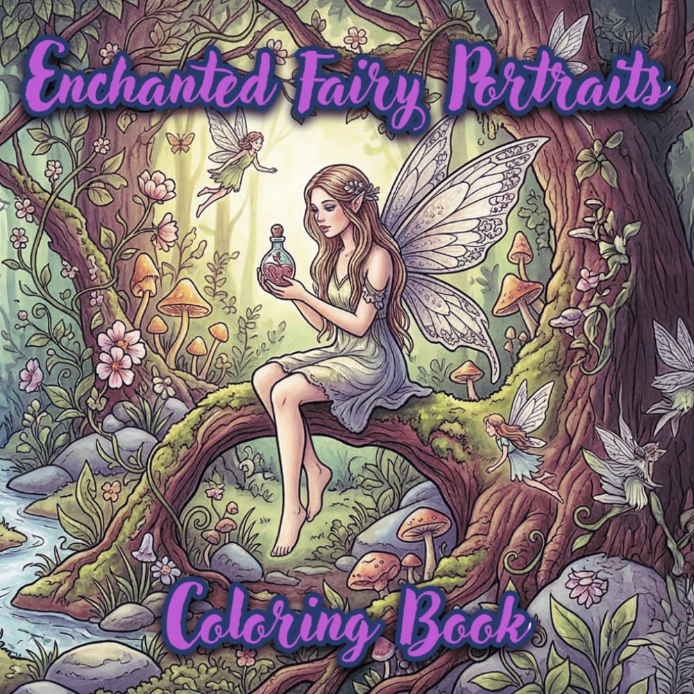 Enchanted Fairy Portraits Coloring Book: Beautiful Fairy Portraits in Magical Woodland Scenes for Relaxing Creative Coloring