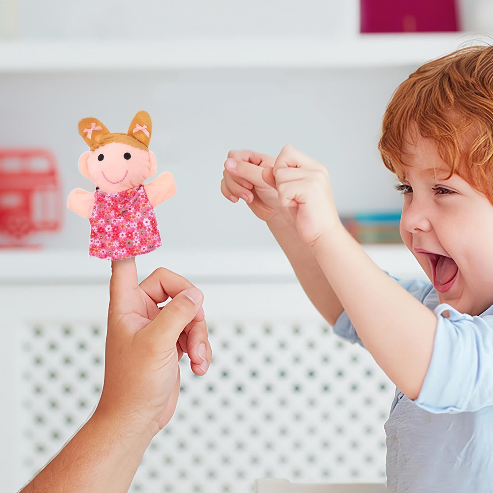 Set di 6 burattini a mano in stile familiare, burattini a mano per bambini, morbidi pupazzi in peluche, set di burattini a mano per i membri della famiglia, per raccontare storie, insegnare