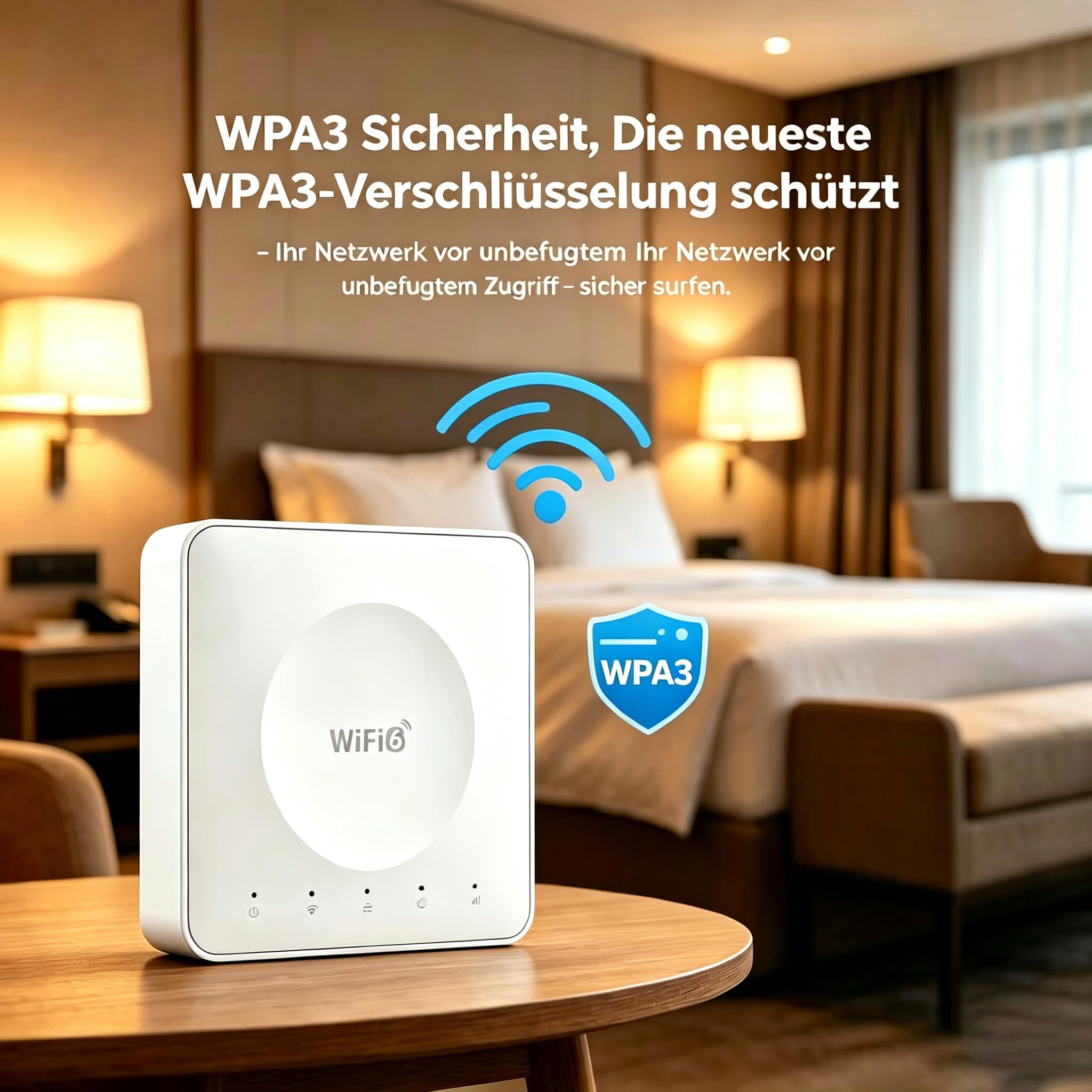 Tragbarer WiFi 6 4G Router Dualband Hotspot Unterstützt 32 Geräte USB‑C WPA3 EU-SIM kompatibel Integrierte Antennen für Homeoffice Camping