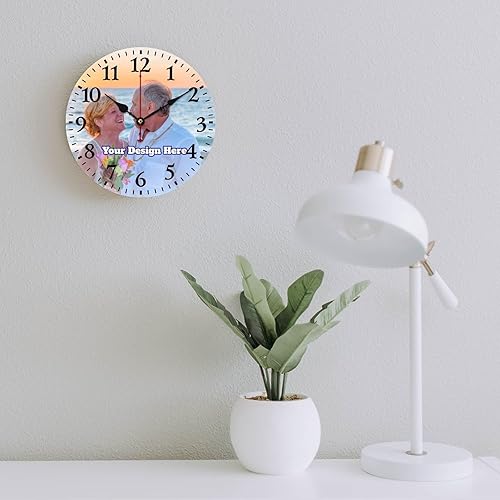Miniatura 6 de Reloj de pared personalizado con texto fotográfico, añade tu imagenlogotipo, reloj de madera, diseño de tu propio reloj, funciona con pilas, reloj