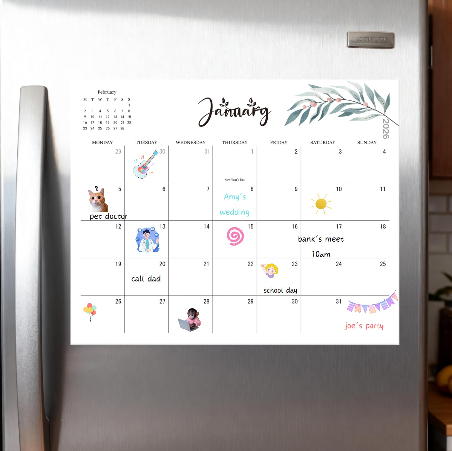 Magnetic Fridge Calendar 2026,Magnetic Calendar for Fridge from Jan 2026 to Jun 2027.18 Month Calendars UK, Tracking Events and Appointments,10x12 inch