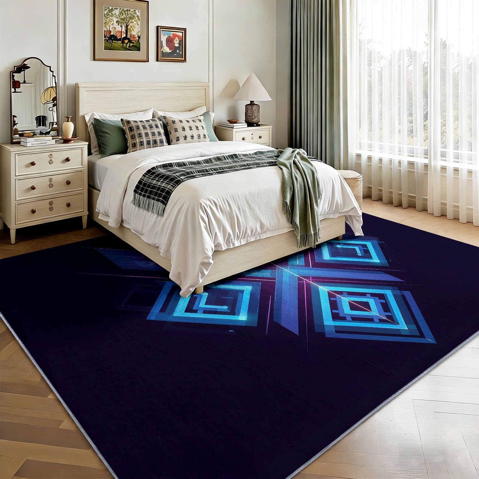 Dywan do salonu, nadaje się do prania, 160 x 230 cm, fantazyjny, nowoczesny, geometryczny, koszykówka, krótkie runo, czarny, duży, antypoślizgowy, do jadalni, sypialni, biura