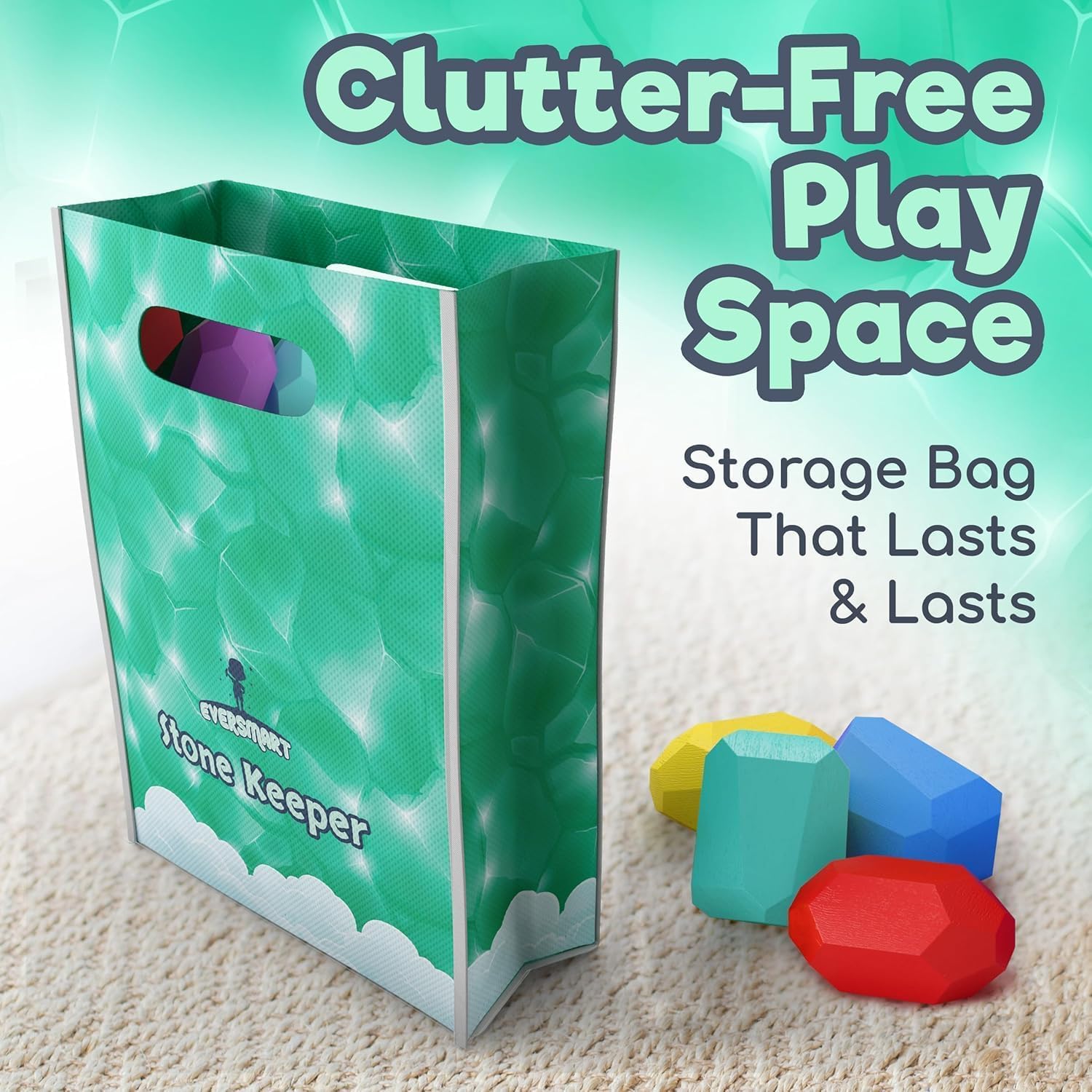 Drewniane klocki do układania klocków – Montessori Toys for 1, 2, 3, 4, 5, 6 Year Old Toddlers and Kids, No Choking Hazard – Building Rocks Stones Games, for Girls and Boys