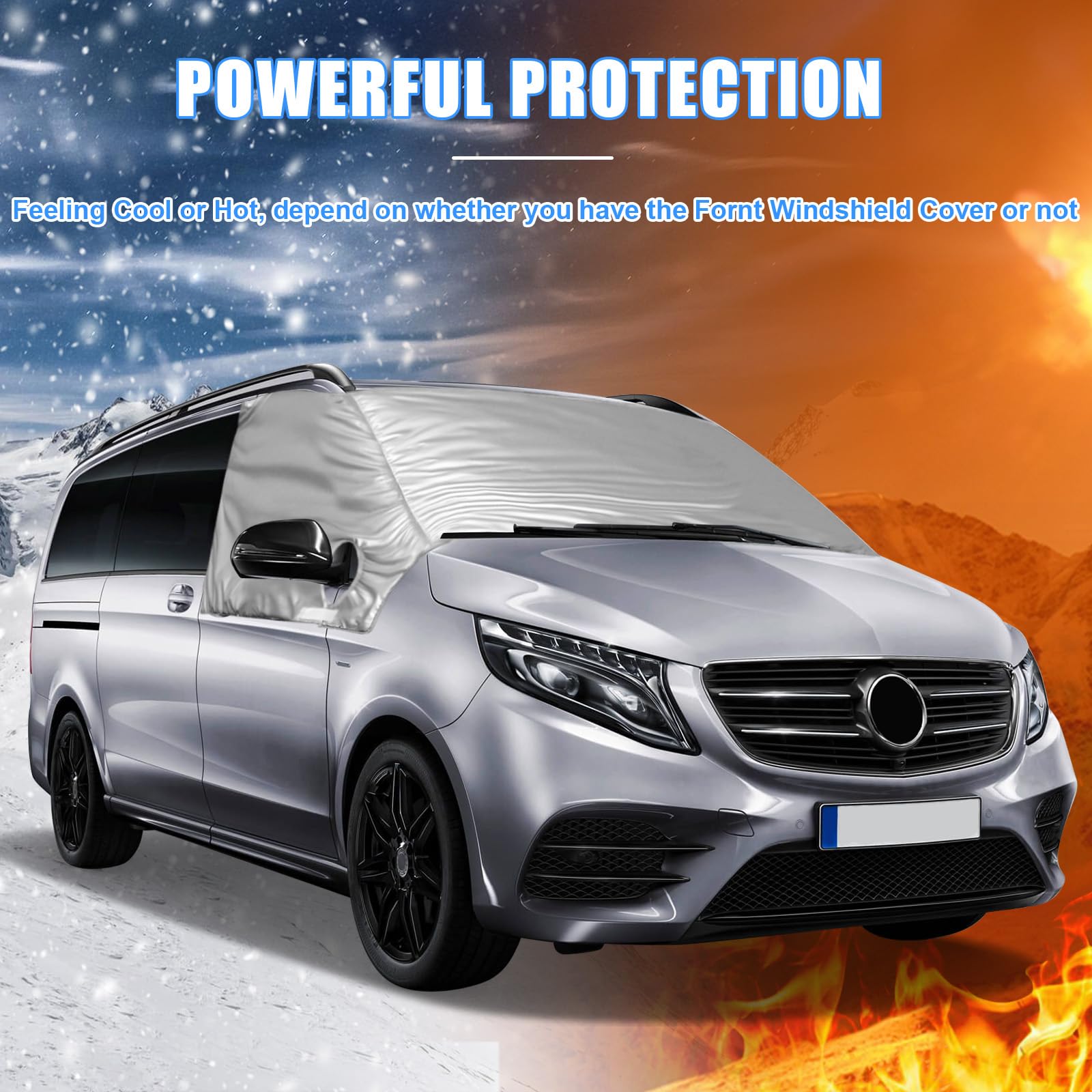 Auto Windschutzscheiben Abdeckung Ersatz für Mercedes-Benz VITO III W447 2014-2022, Frontscheiben Sonnenschutz, 100% Verdunkelnd, Blockiert UV Strahlen, Wetterfeste Frontscheibe Wrap Cover