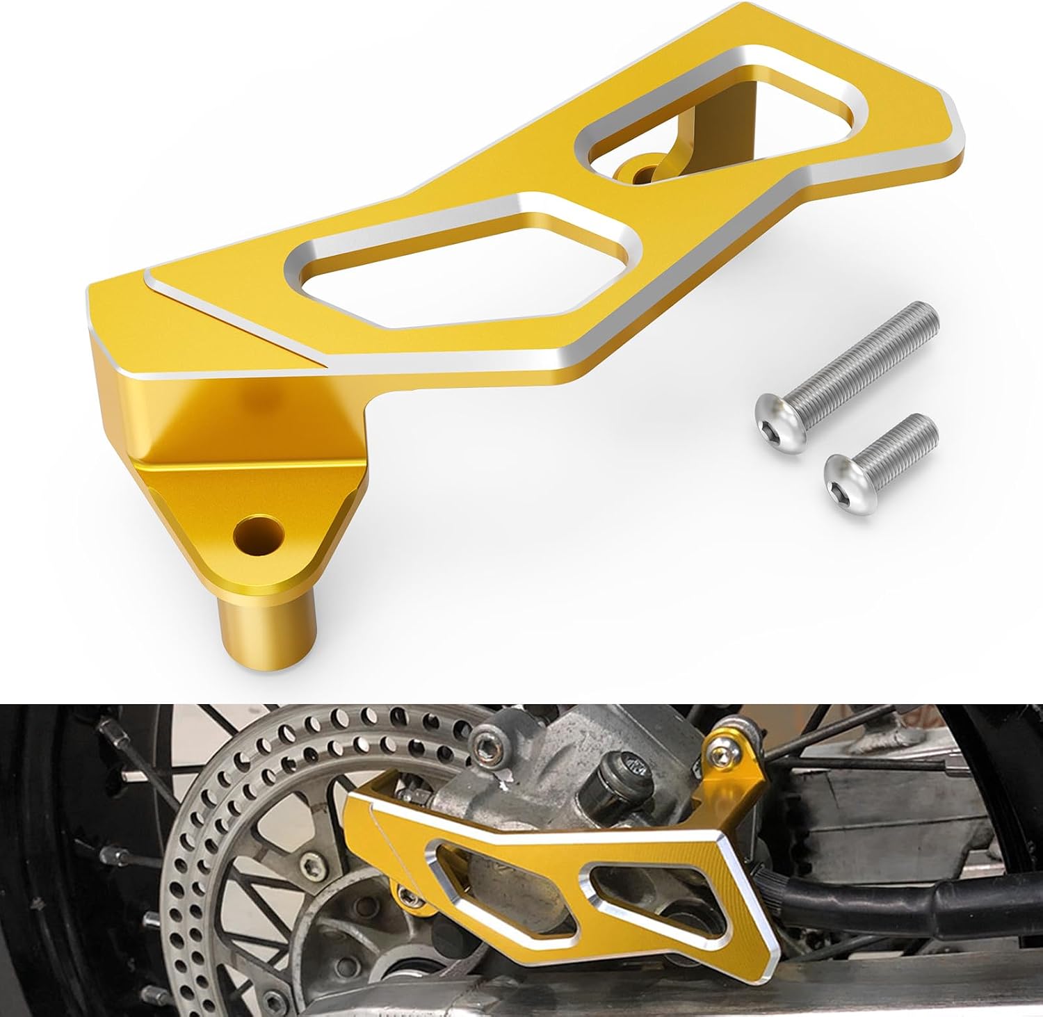 NICECNC Gold Billet Aluminum Brake Caliper Guard Compatible with Suzuki DRZ400SM 2005 2006 2007 2007 2008 2009 2010-2024 See Fitment
