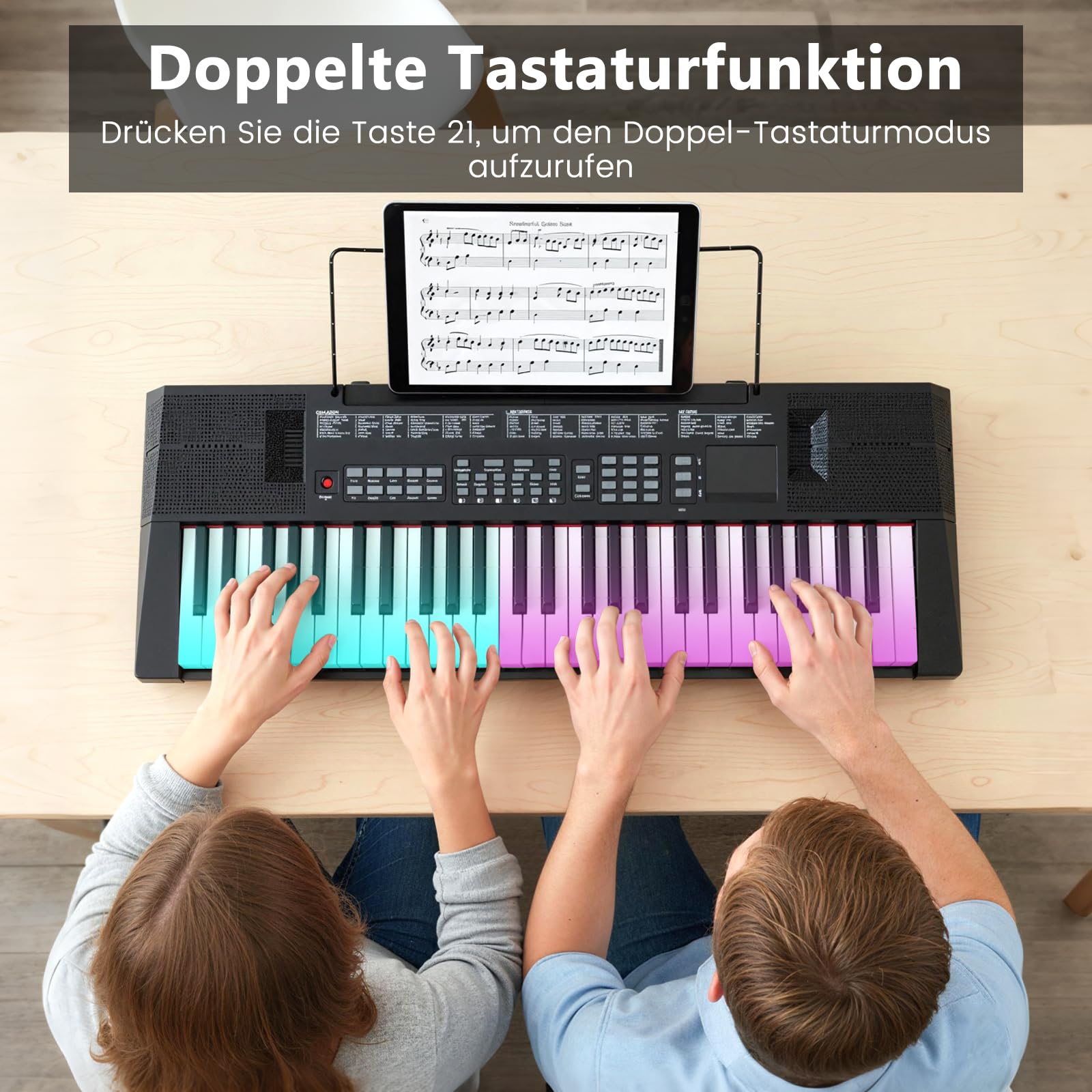 COSTWAY Keyboard Piano 54 Tasten, Digitalpiano mit 200 Rhythmen, 200 Klangfarben & 60 Demos, Klavier mit Lautsprecher, Tragbares E Piano für Anfänger