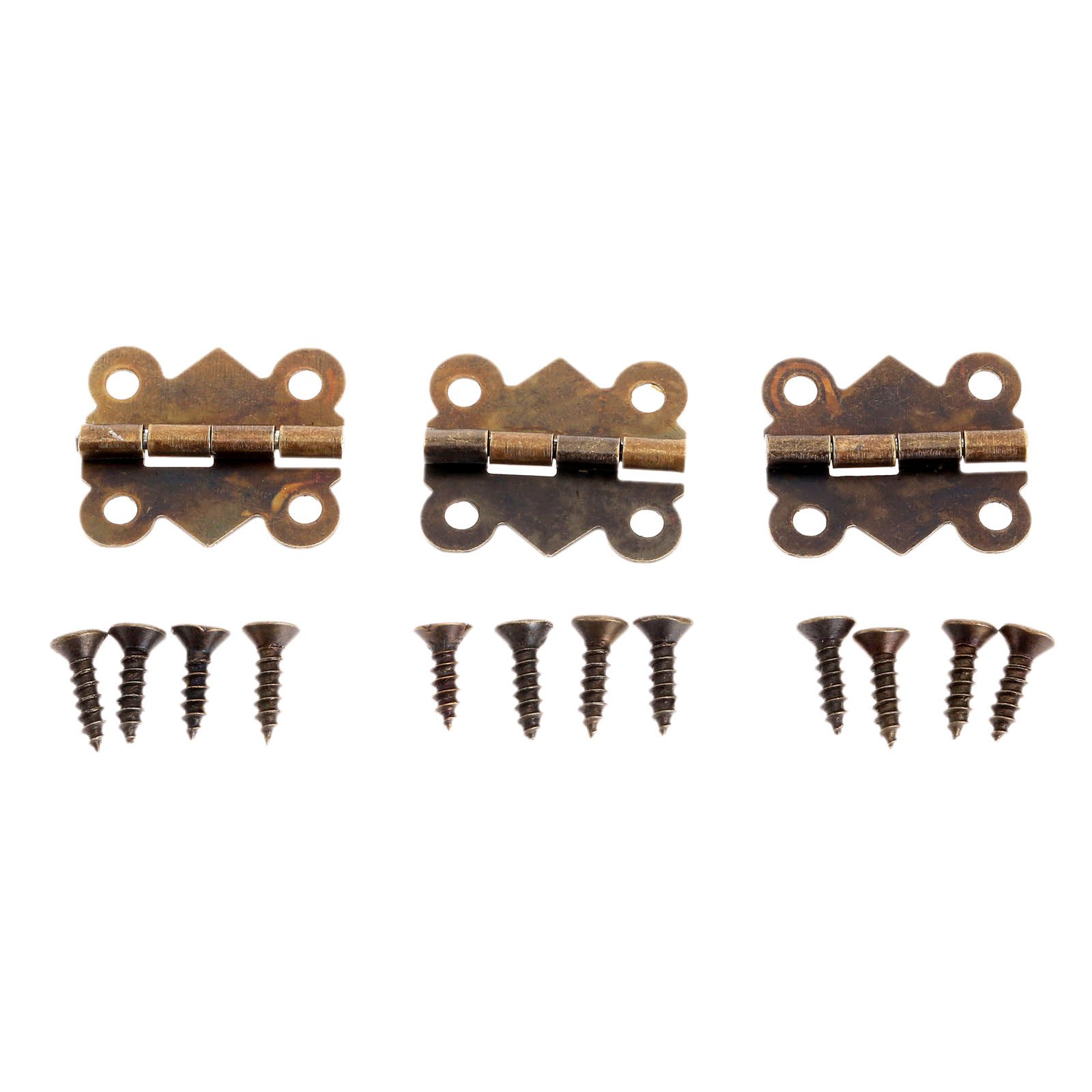 Dophee Bronze 12Pcs Mini Iron Butterfly Hinges, 20 X 17Mm Antique Tiny Hinges Folding Butt Hinges With 48 Pieces Replacement Screws For Dollhouse Diy Crafts Wooden Jewelry Tool Box