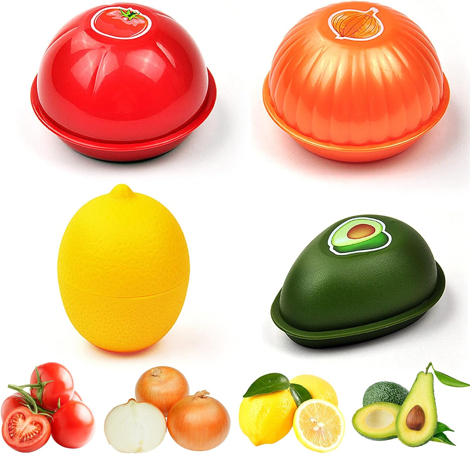 DIMVKA 4 Pack Fruit and Vegetable Storage Containers Set