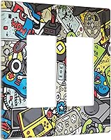 Vista 20 de Placa de pared de tortugas marinas, hierba oceánica, medusas, peces y algas marinas, placa de pared de doble palanca, cubierta de interruptor de luz