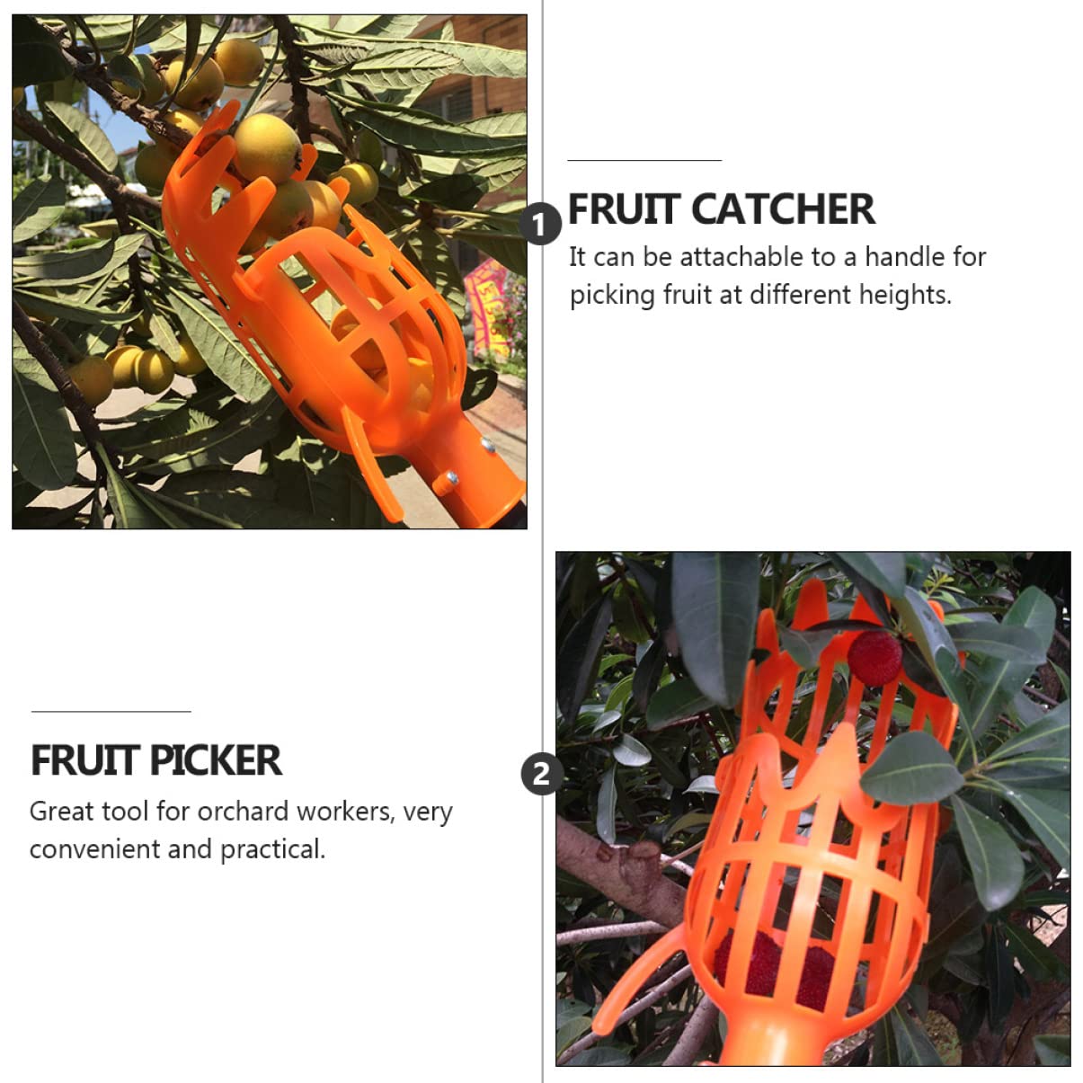 YARNOW 6pièces Outil De Cueillette De Fruits Plastique Cueilleur à Manche pour Fruits Tête Orange Tête Jaune