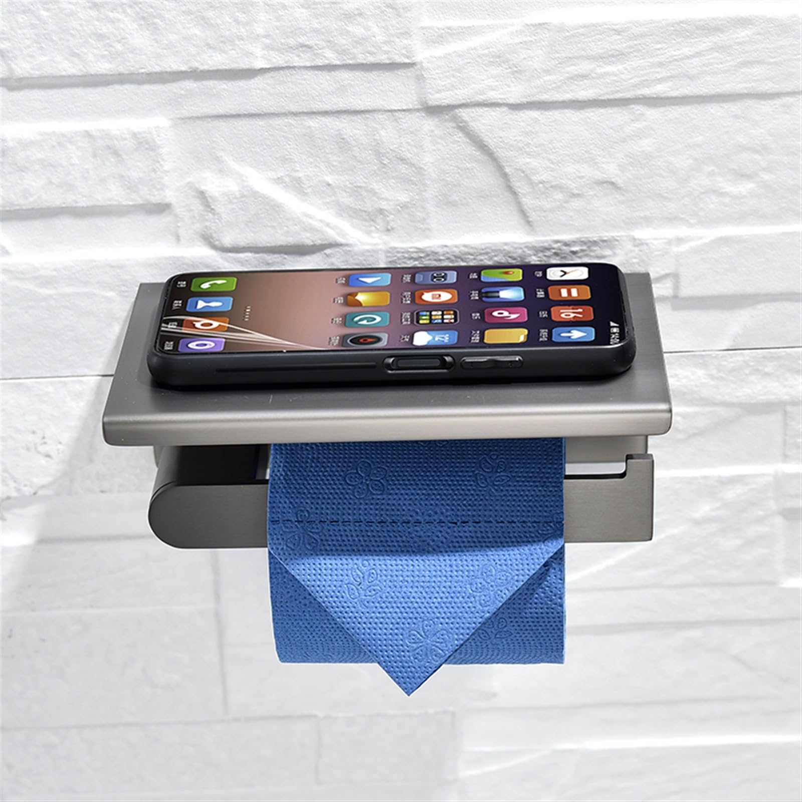 BIVOO Edelstahl Toilettenpapierhalter Badezimmer Wandhalterung WC-Papier Handyhalter Regal Rollenpapier Regal Zubehör (Color : 1 PCS)