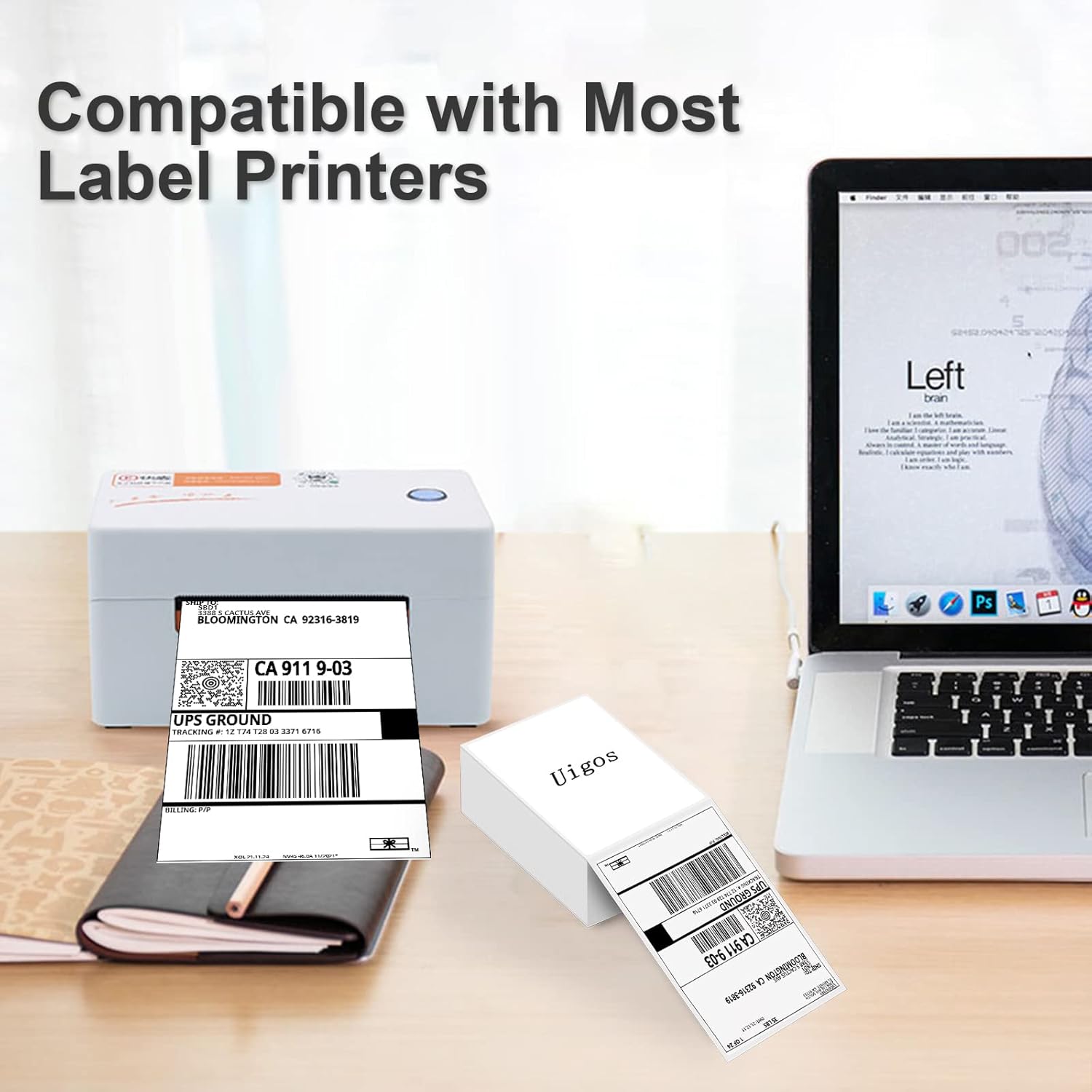 Uigos Direct Thermal Shipping Label (Pack of 1000 4x6 Fan-Fold Labels) - Commercial Grade Shipping & Handling Labels : Industrial & Scientific