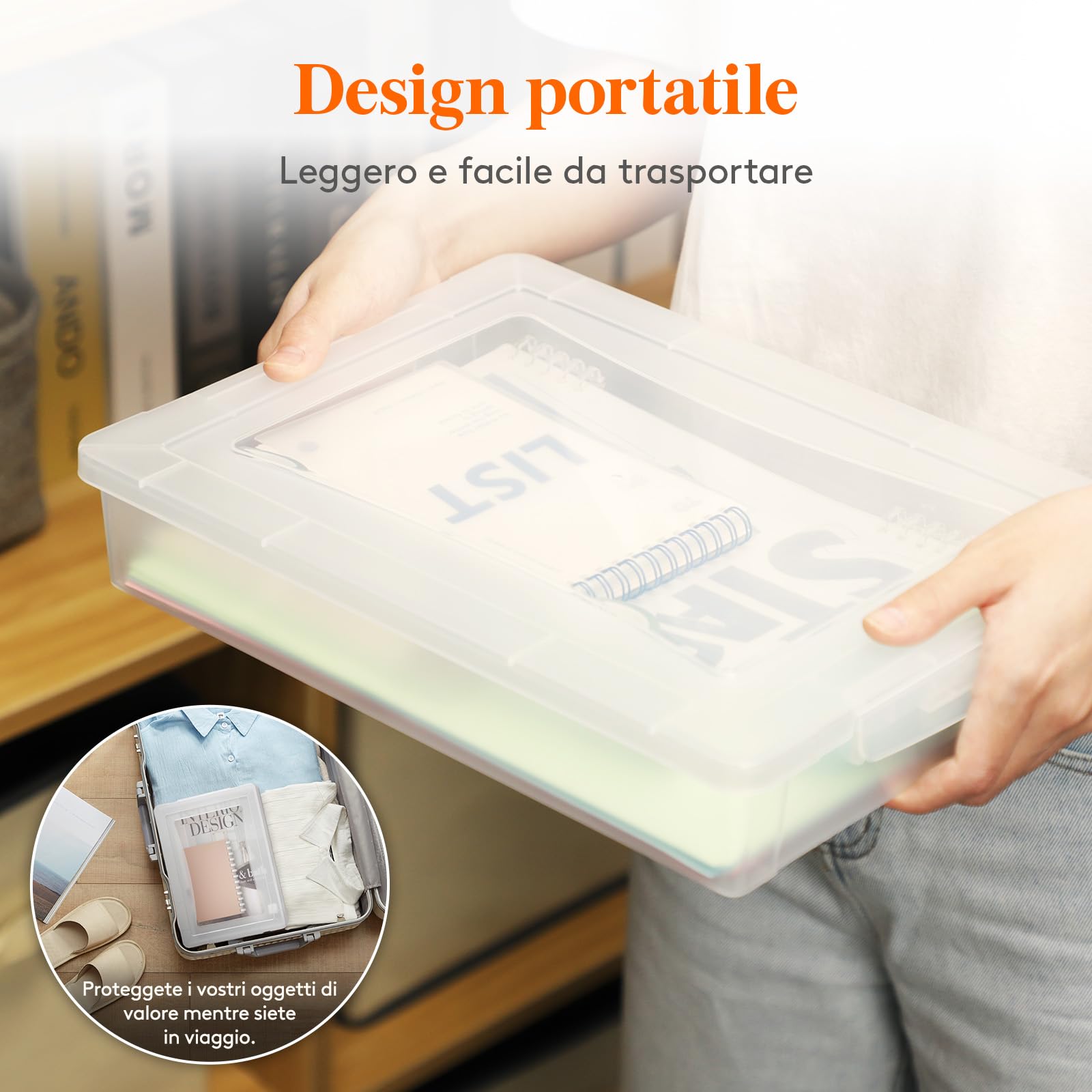 Lifewit Scatole Plastica con Coperchio, 5L Scatola Porta Oggetti, Faldoni Portadocumenti A4, Rrchivio Documenti Ufficio Scrivania, Raccoglitore Documenti, 32 x 23 cm, Trasparente, 4 Pezzo