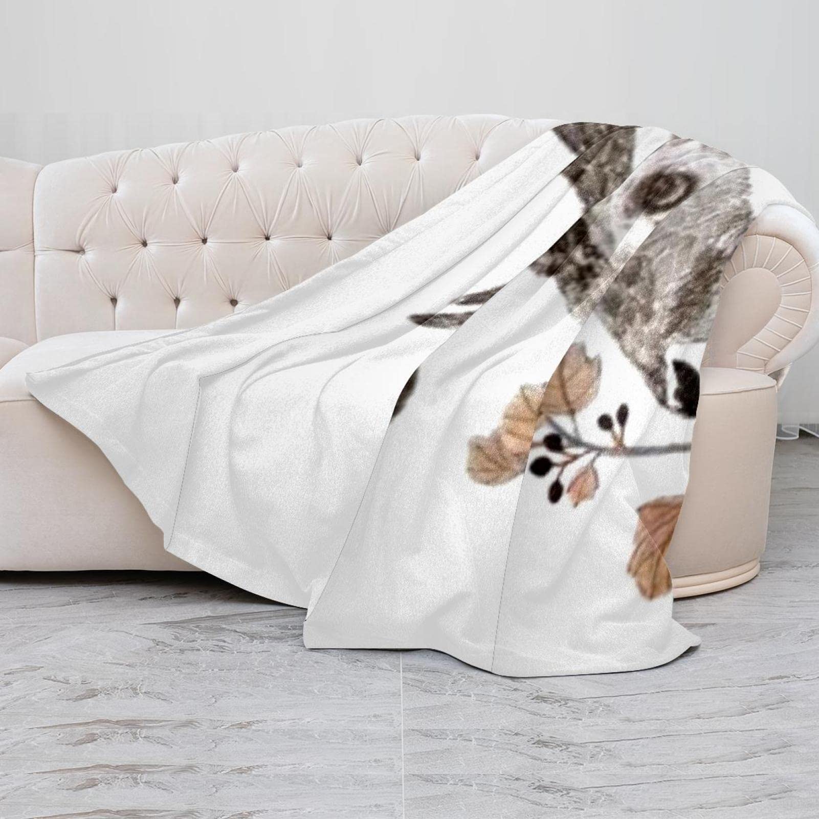 Manta de forro polar, súper suave, lujosa, arte de alce con flores