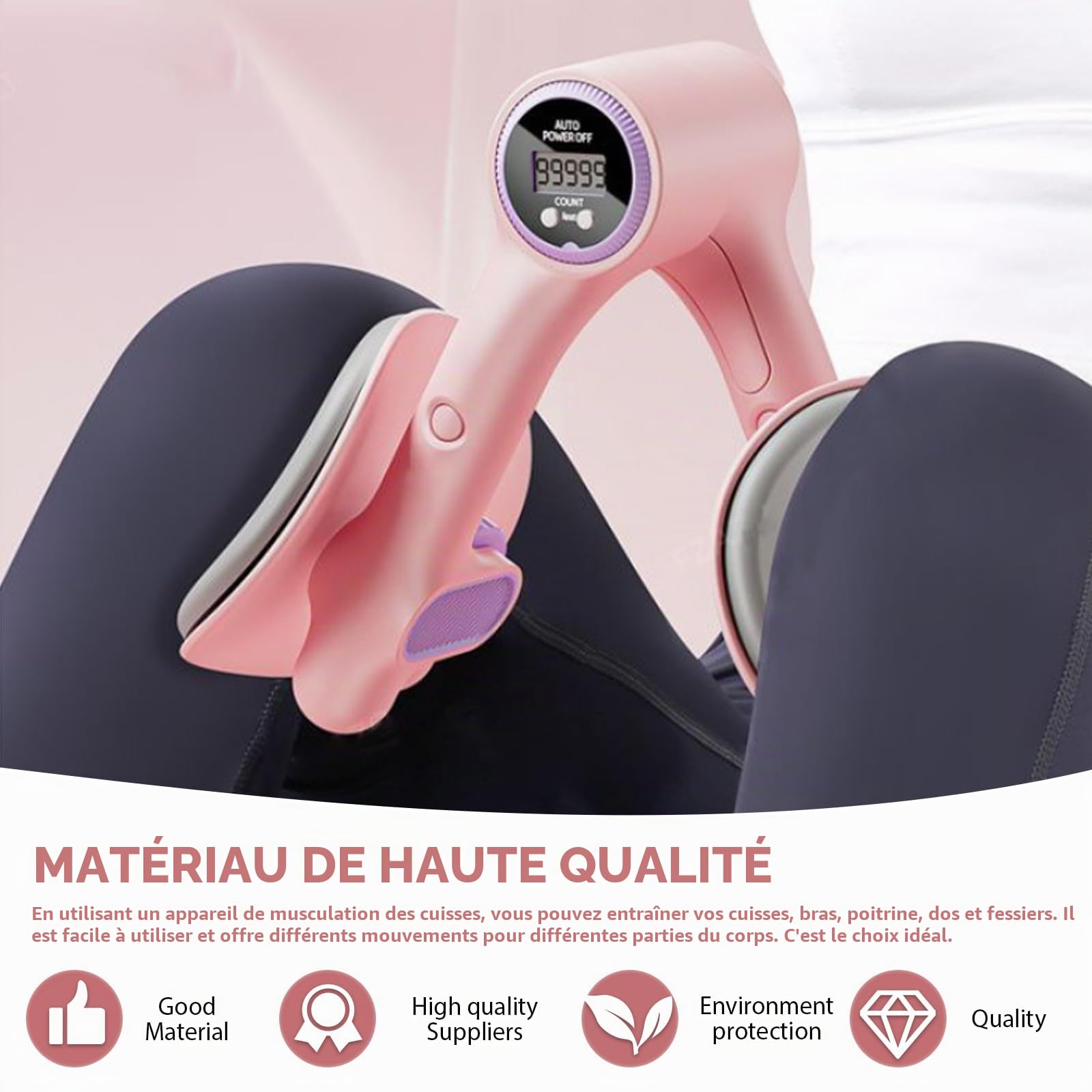 Appareil d'entraînement des cuisses : appareil d'entraînement du plancher pelvien pour femme, appareil de musculation des jambes, presse pour les fesses avec fonction de comptage, appareil