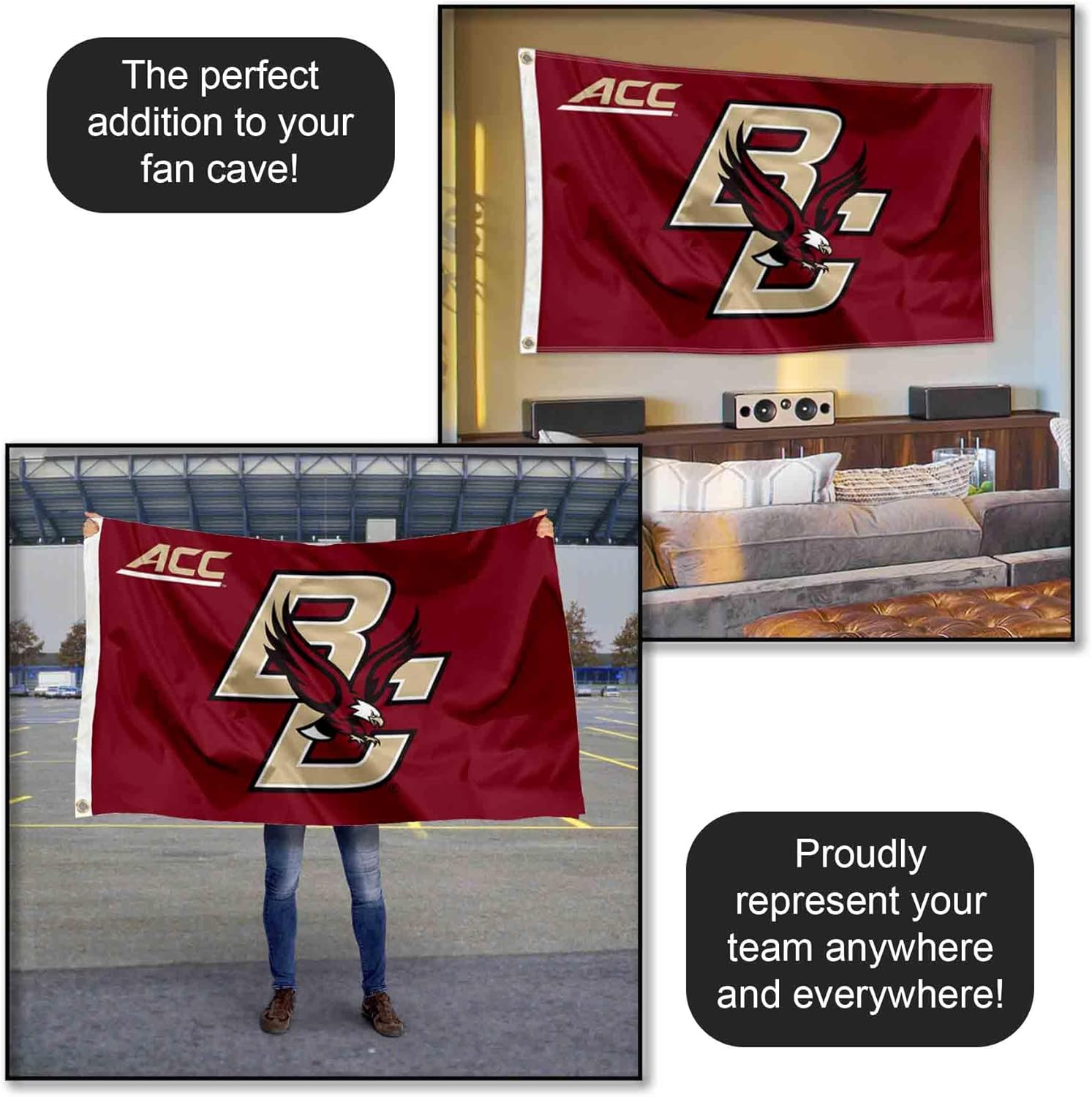 Boston College Eagles ACC Logo 3x5 Grommet Flag - Image 5