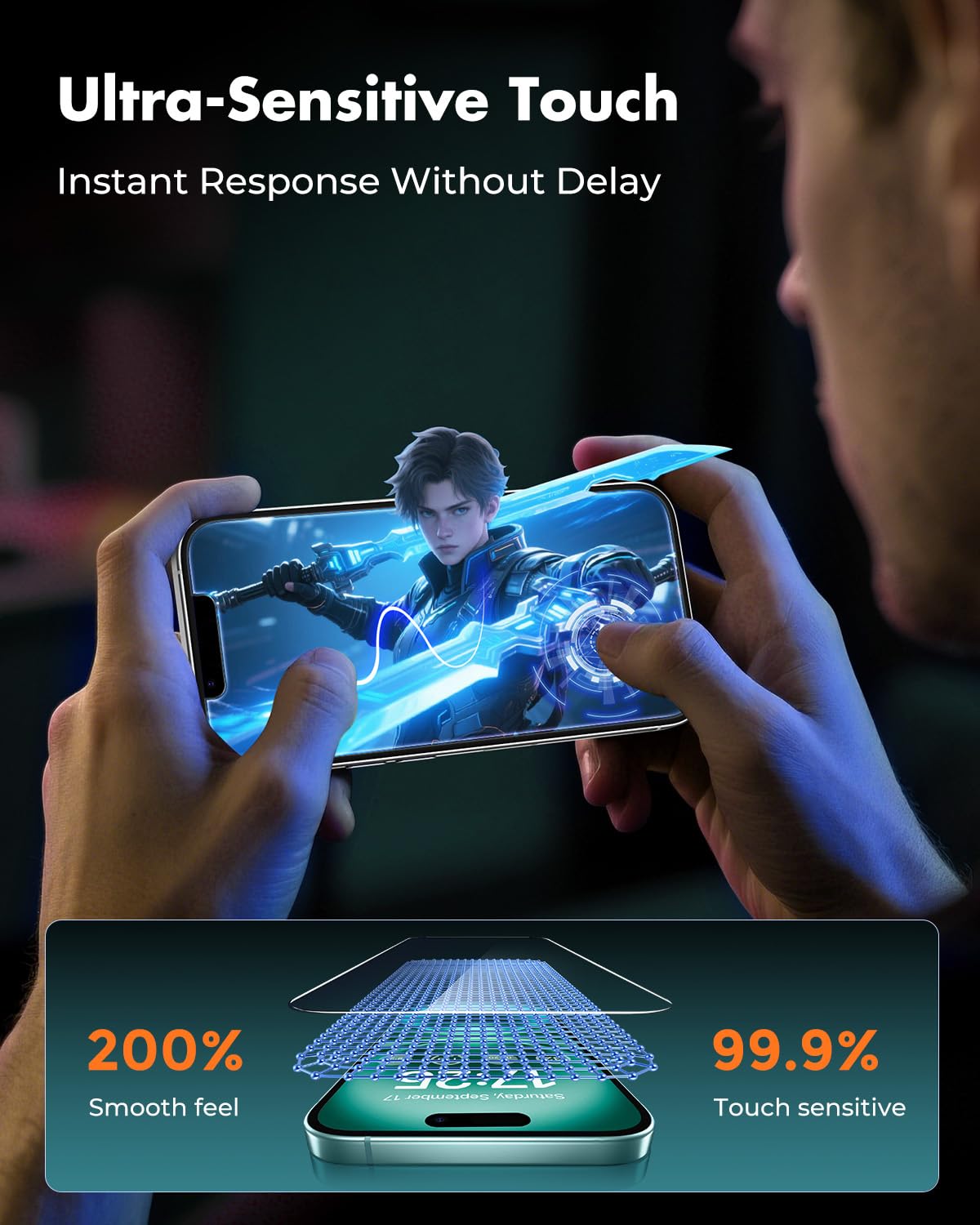 UNBREAKcable 3-pak ochraniaczy ekranu do iPhone'a 16 Plus, podwójne nietłukące się szkło hartowane [łatwa ramka montażowa] [twardość 9H] [99,99% HD Clear] [Przyjazny dla etui] dla iPhone'a 17.0 cm