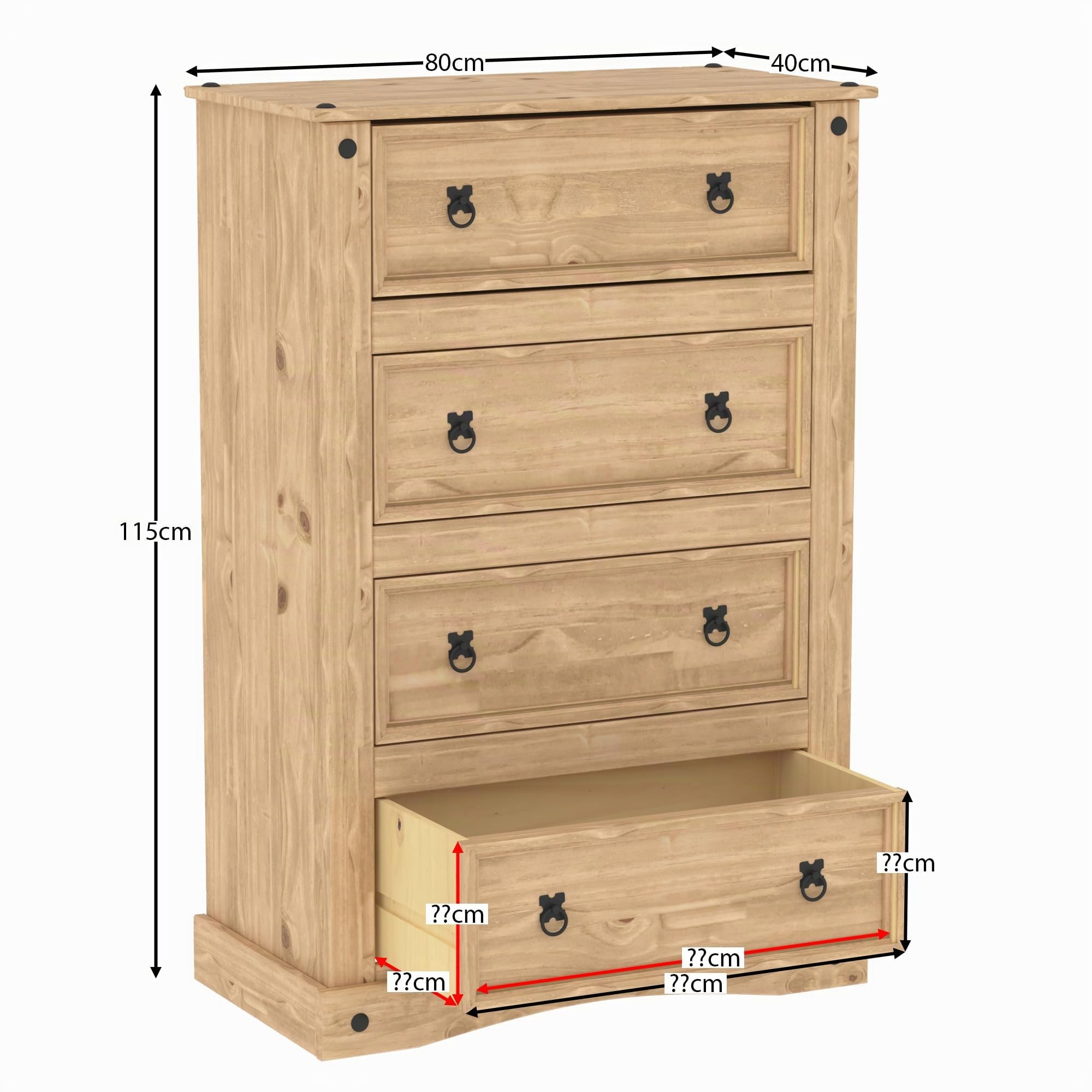 Cómoda Corona de 4 cajones de la Marca Home Discount