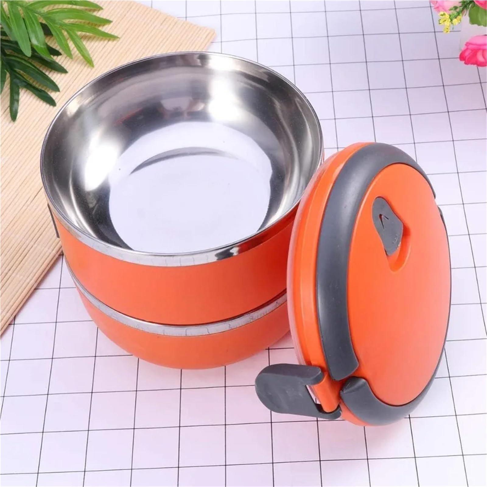 Boîte à déjeuner empilable en acier inoxydable hermétique et isotherme avec poignée (vert, taille S)