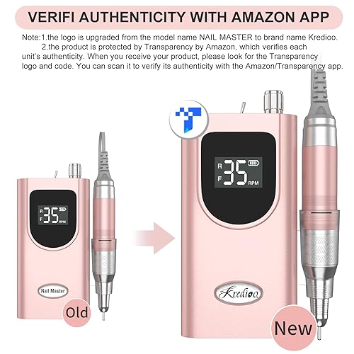 Miniatura 7 de Kredioo - Taladro de uñas 35000 rpm taladro eléctrico para uñas acrílicas profesional recargable portátil inalámbrico con juego de 6 puntas lima E