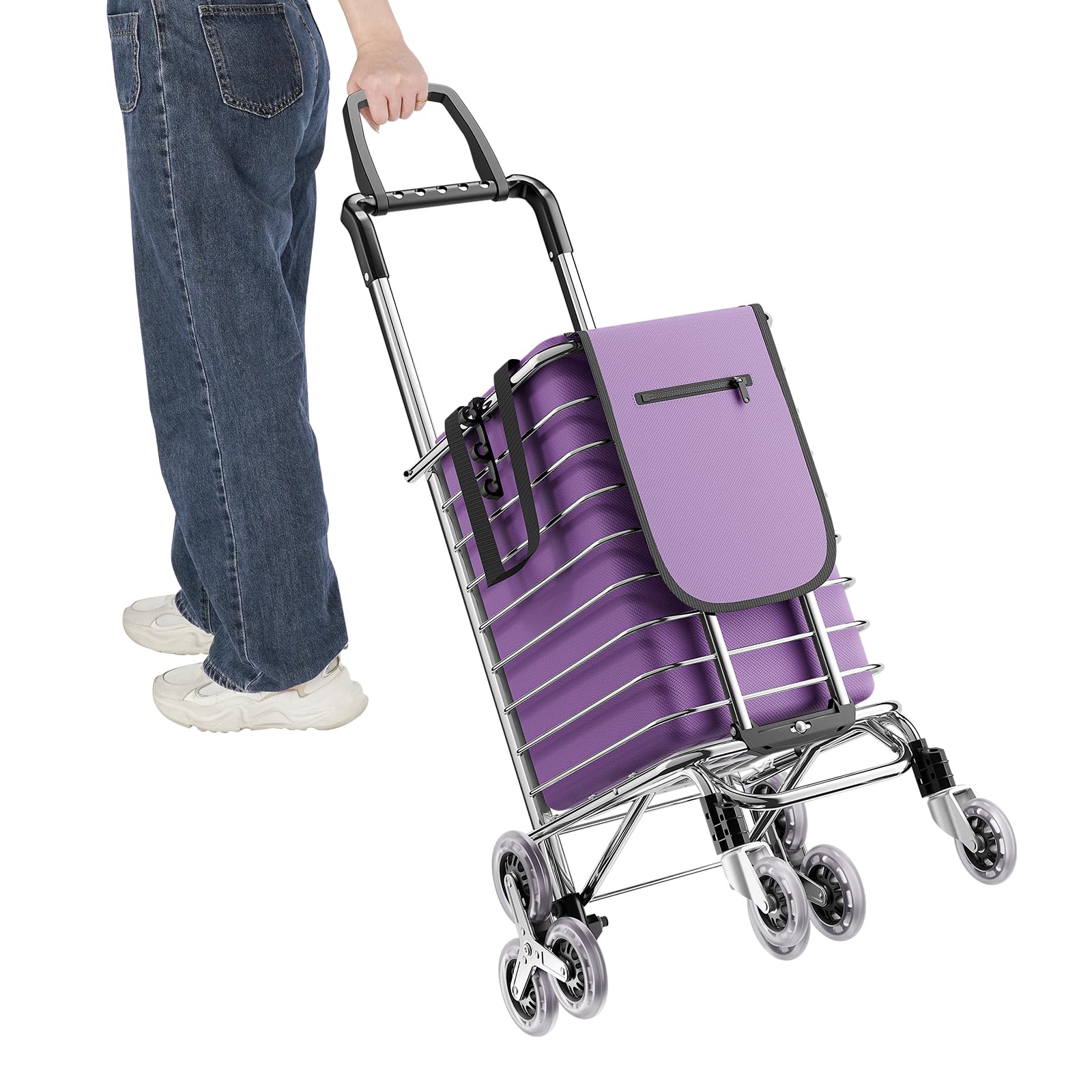 35L Shopping Trolley On Wheels, Portable Camping Cart, Folding Shopping Trolley Cart With Wheels for Beach Outdoor Garden Shopping