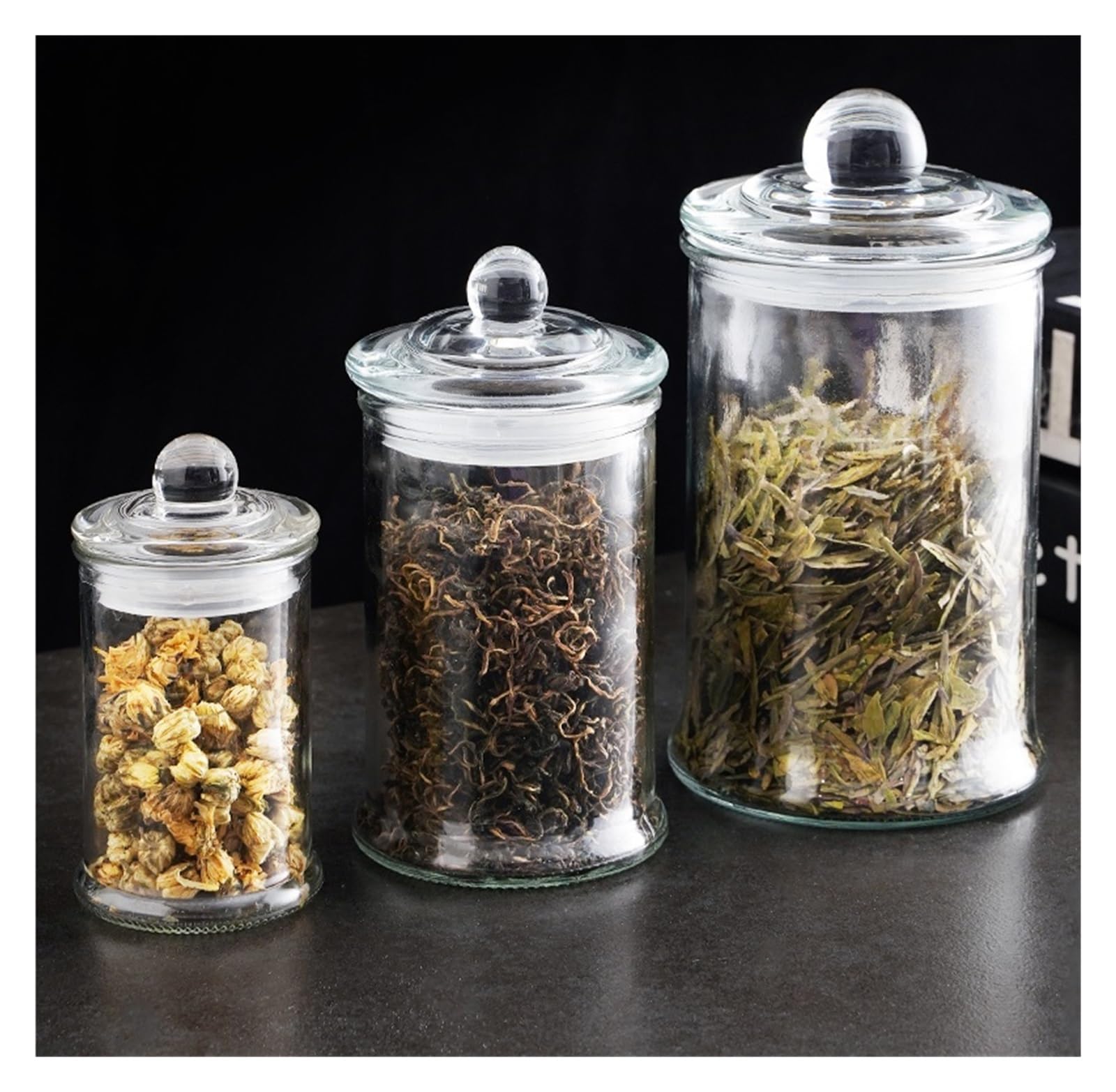 Bocal à bonbons en verre transparent, pot de stockage de bijoux de nourriture en étain portable, bouteille scellée, récipient de stockage de cuisine (Color : 370ml)
