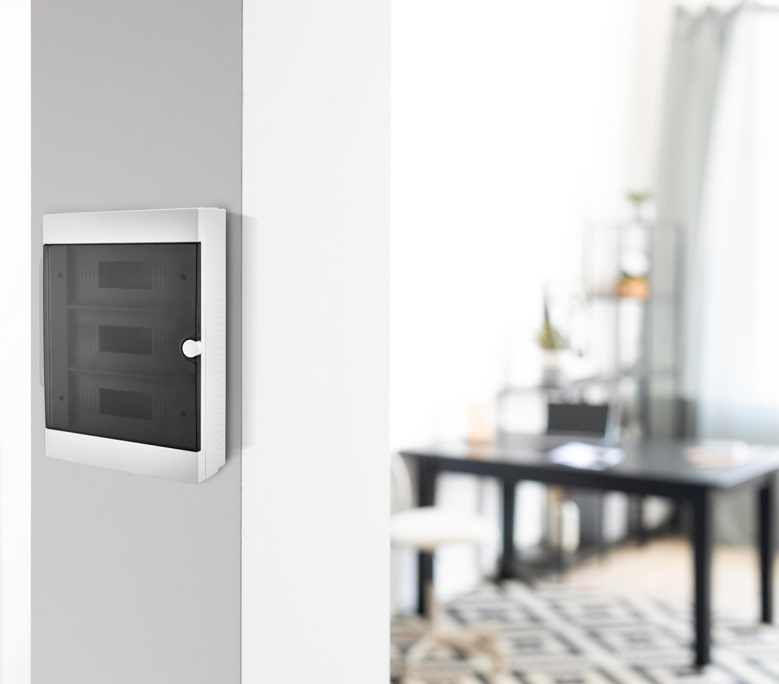 Lion Electric Scatola di distribuzione a incasso, 3 file, 36 moduli, IP40, scatola dei fusibili con porta trasparente, piccolo distributore per montaggio a incasso