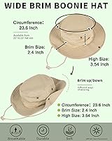 Vista 2 de Sombreros de sol para hombres y mujeres, sombrero de cubo UPF 50+, sombrero Boonie plegable, protección UV, senderismo, playa, pesca, safari