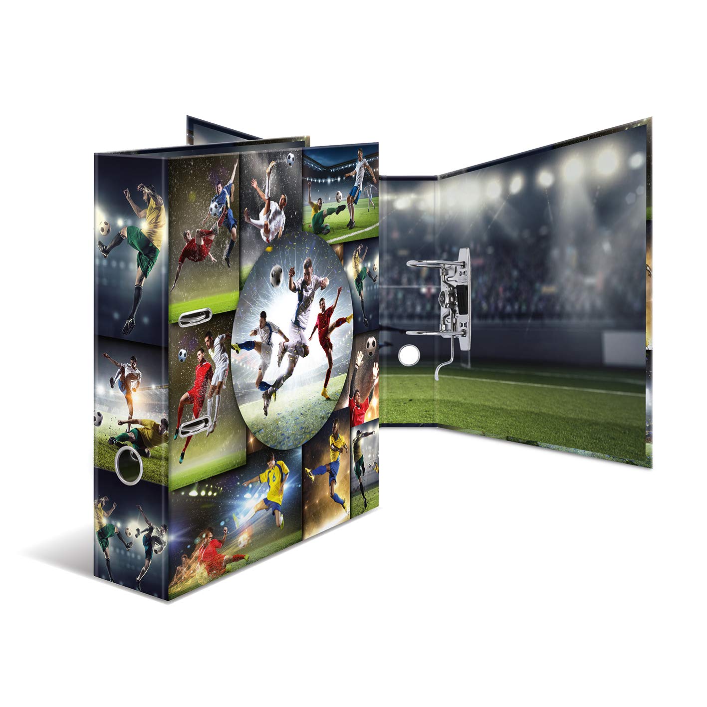HERMA Ordner A4 Fussball Set, 10 Stück, 7 cm breit, Kinder Ringordner mit Sport Motiv, bunter Aktenordner mit Innendruck für Jungen und Mädchen