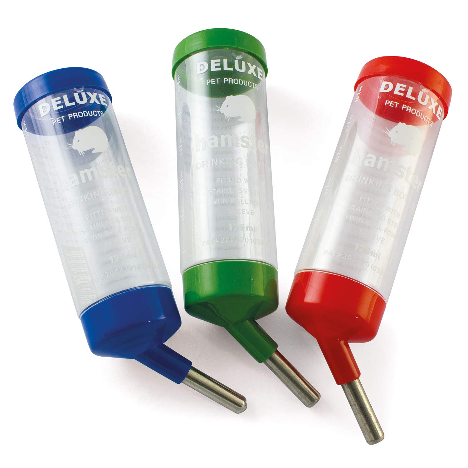 ARQUIVET Bebedero antigoteo para roedores 125 ml - Bebedero Agua para Hamsters, Conejos, cobayas - Boquilla de Metal Reforzada - Accesorios para jaulas de roedores