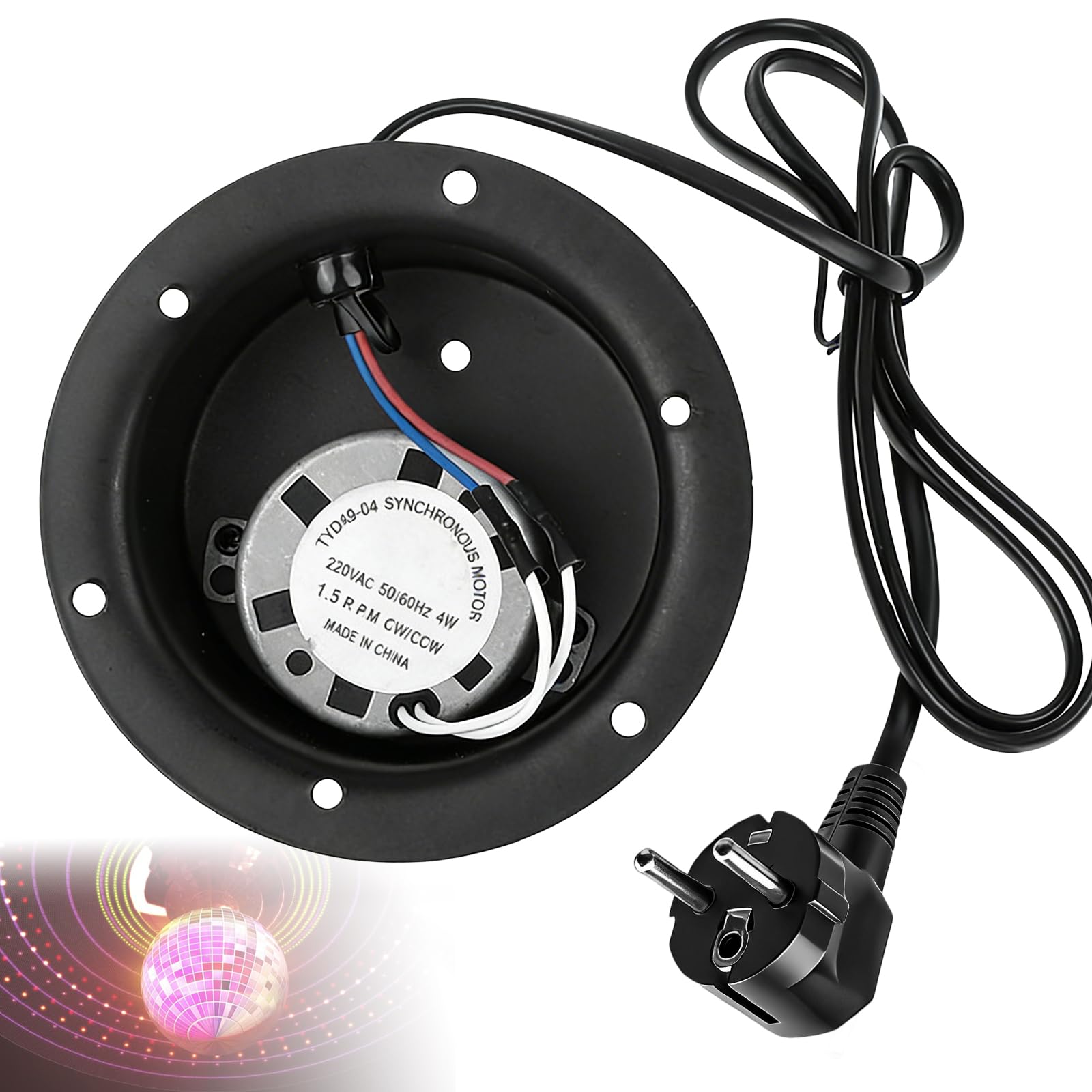 Motore a sfera a specchio: alloggiamento bianco professionale SKM30 motore per sfera a specchio, motore girevole fino a 30 cm con spina di alimentazione da 1,2 m, per illuminazione palchi e feste