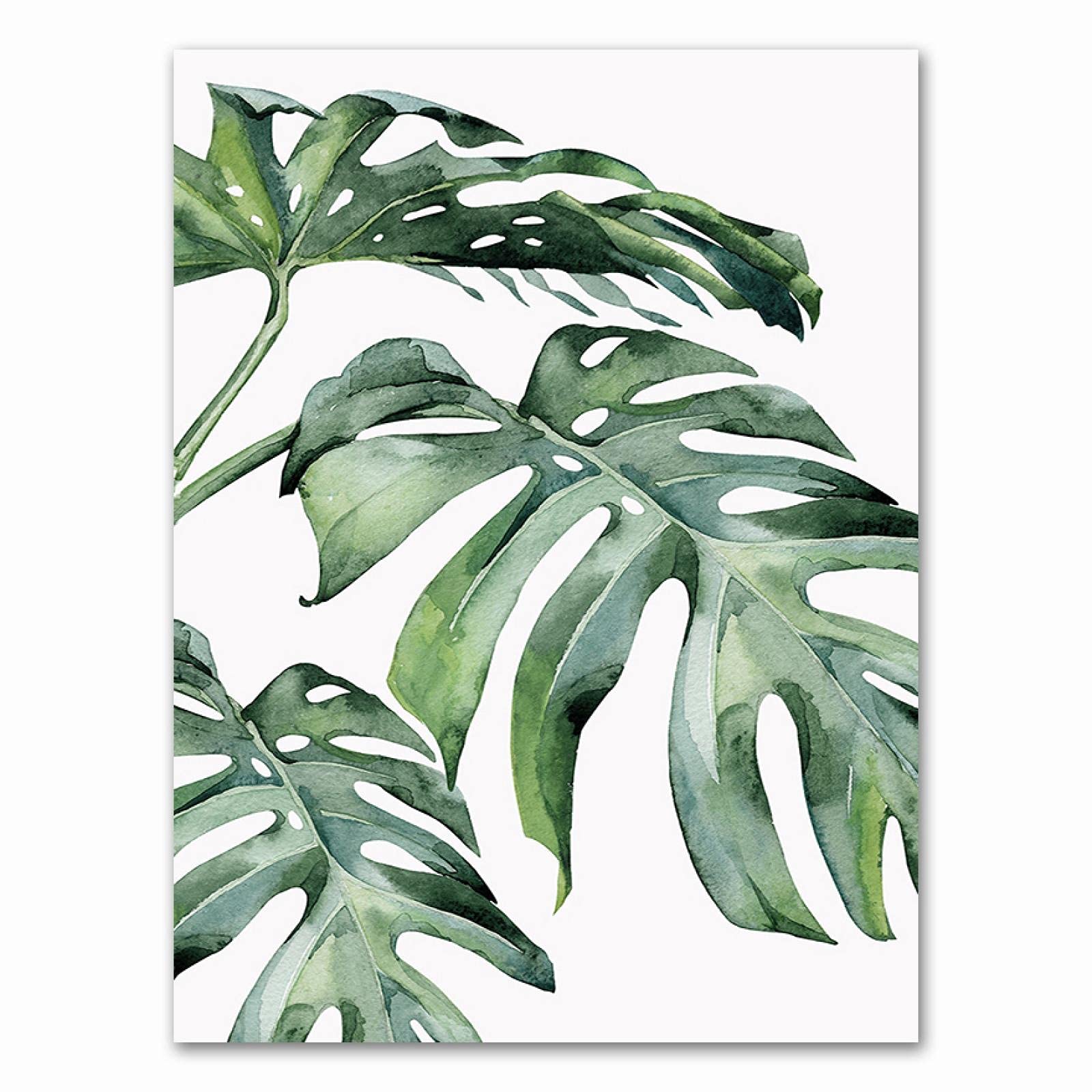 Cartel de planta tropical hoja verde pintura decorativa marco de arte de pared moderno pintura decoración de la sala 40x50cmx3 marco interior